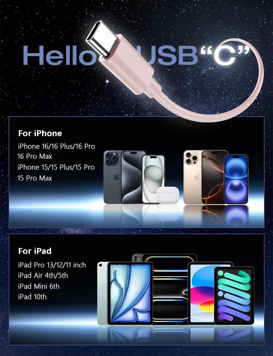Ładowarka do iPhone'a 17/17 Pro/17 Pro Max/17 Air, iPhone 16 15 Pro Max Plus, 27 W USB C ładowarka zasilająca z szybkim ładowaniem z kablem 2 m (różowa)