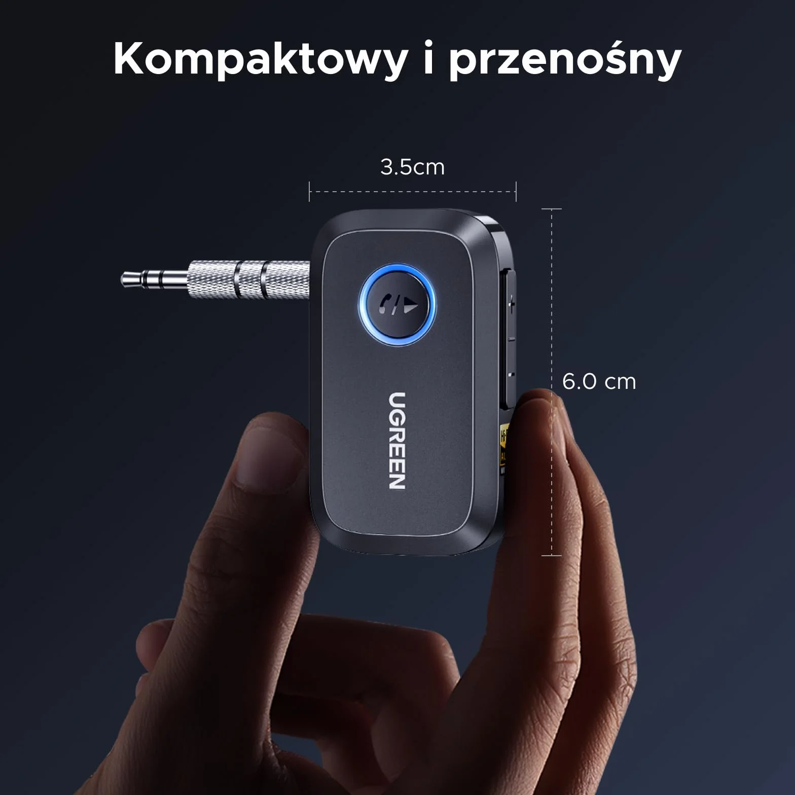 UGREEN Adapter Bluetooth samochodowy LDAC Hi-Res Audio Gold Standard 17h baterii odbiornik Jack