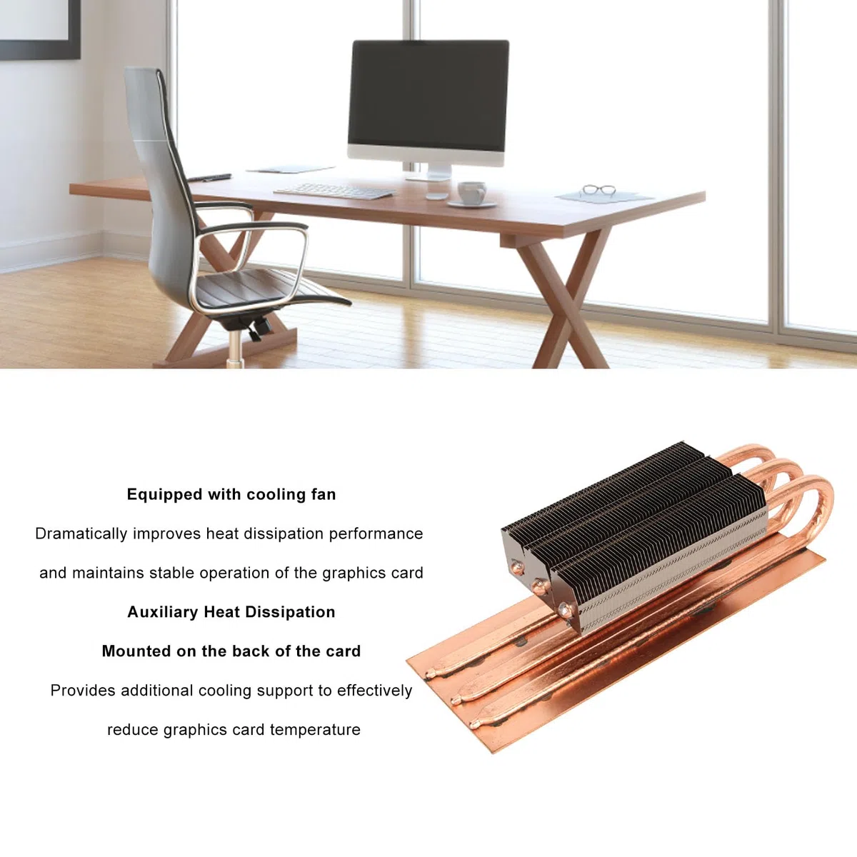 Radiator Płyty Głównej Karty Graficznej Komputera, Radiator z Czystej Miedzi RTX3090 3060 3080 Pomocniczy Grzejnik Karty Graficznej, 200mm X 80mm X 50mm