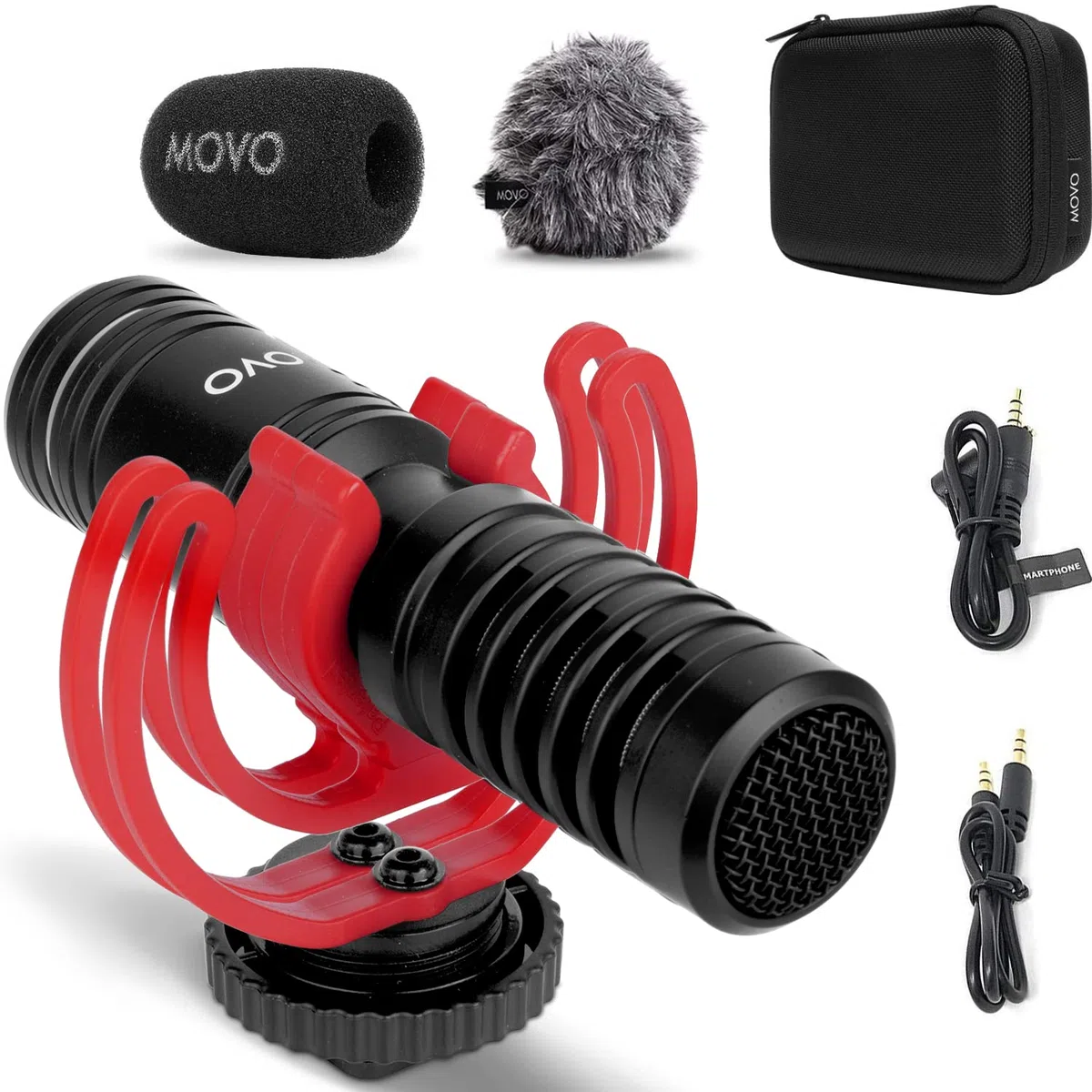 Movo VXR10-PRO Zewnętrzny Mikrofon Wideo do Kamery z Mocowaniem Wstrząsowym Rycote Lyre - Kompaktowy Mikrofon Strzelby Kompatybilny ze Smartfonami i Aparatami DSLR - Bezbateryjny