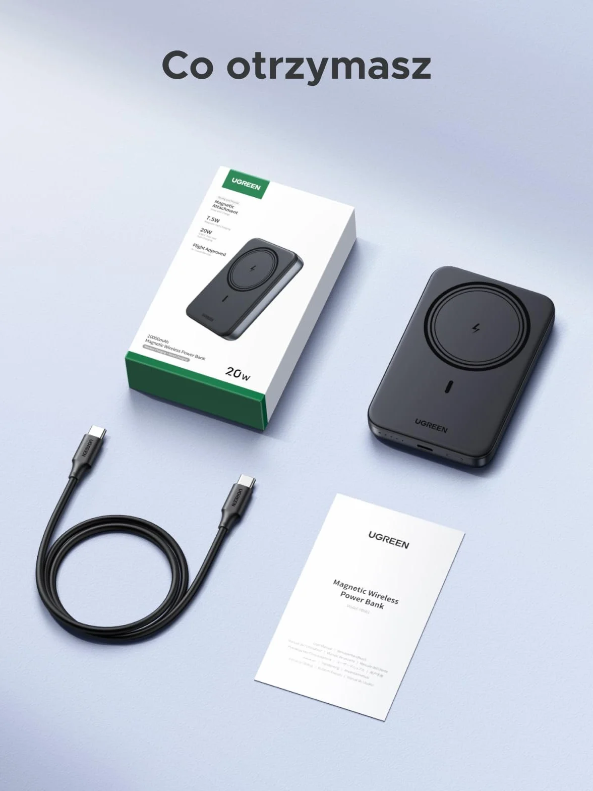UGREEN Wireless Powerbank 10000mAh Magnetic Power Bank z szybkim ładowaniem USB-C MagSafe iPhone 17 Pro Max/16/15-12 czarny