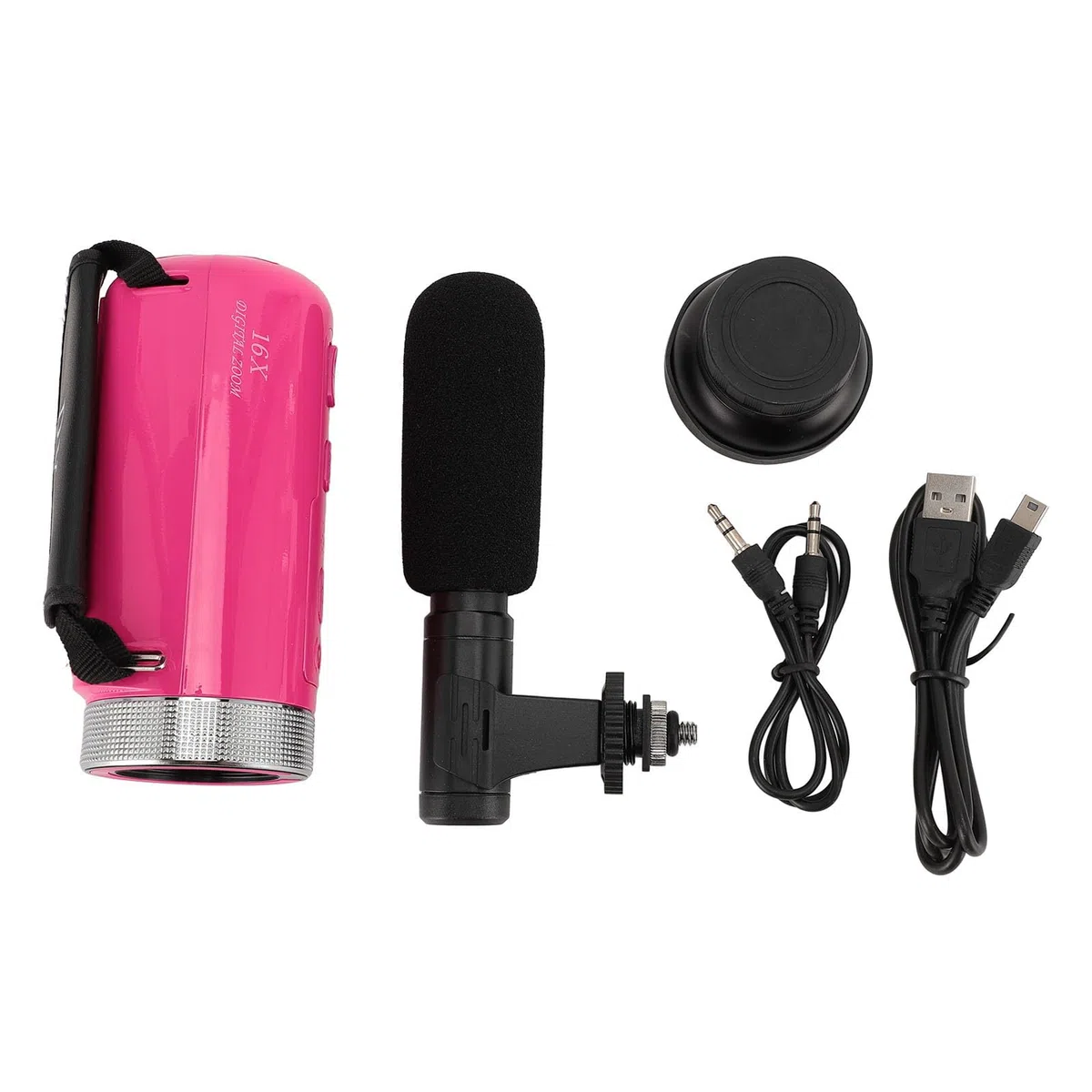 Kamera Wideo, Cyfrowy Aparat do Nagrywania Ekranu, Full HD 1080P 15FPS 16MP 2,4 Cala, Obrót o 270 Stopni LCD, 16-krotny Zoom Cyfrowy Kamera z Mikrofonem i Akumulatorem 1020 MAh