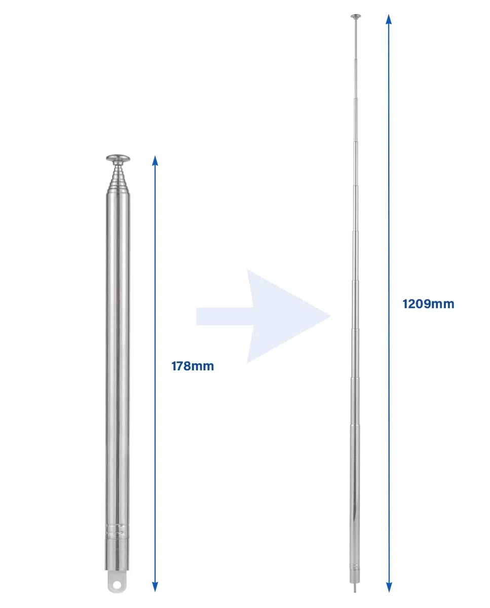 2 Sztuki Antena Teleskopowa AM FM z Wysokim Sygnałem 10 Sekcji 120.9CM/47.6Cale Przenośna Antena Radiowa Teleskopowa Wymiana do Telewizorów Radiodetektorów Odbiorników Stereo AM FM