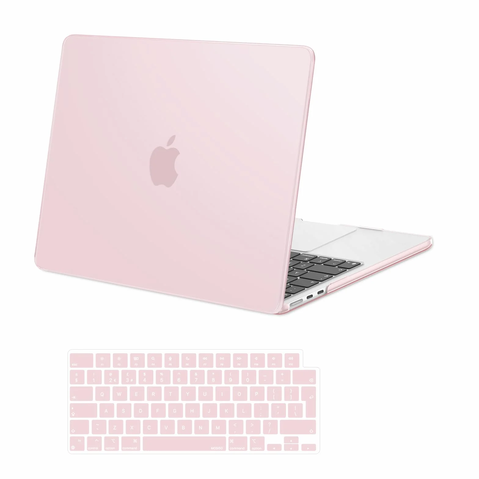 MOSISO Etui kompatybilne z MacBook Air 33.0 cm M4 M3 M2 2025 2024 2023 2022 A3240 A3113 A2681 Touch ID, twarda obudowa do MacBooka Air 34.5 cm etui z osłoną klawiatury, różowy (Baby Pink)