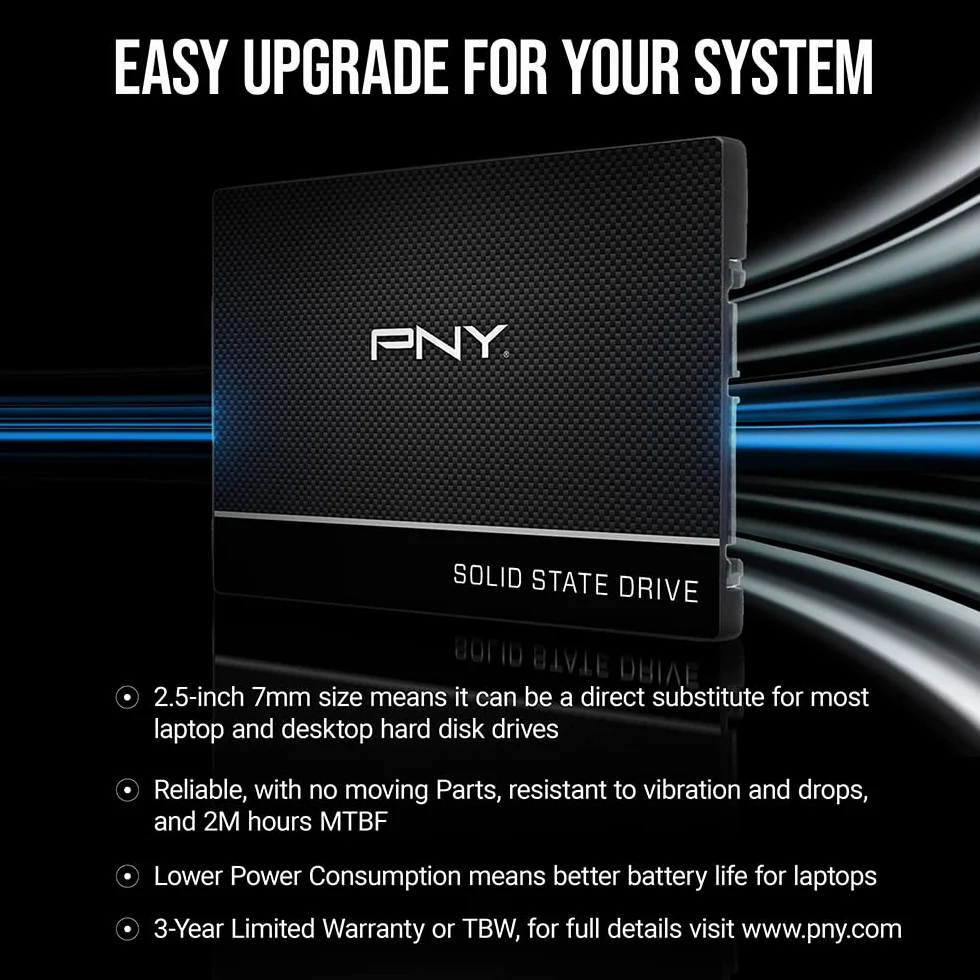 PNY CS900 Internal SSD SATA III, 2.5 Inch, 2TB, Read speed up to 550MB/s