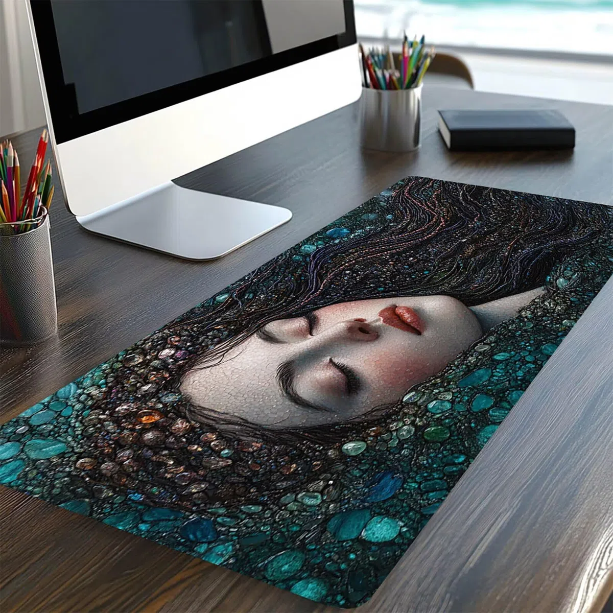 Gamingowa podkładka pod mysz XXL , kobieta, podkładka pod mysz, 1600 x 800 x 3 mm, wodoodporna, antypoślizgowa podkładka na biurko, poprawia precyzję i prędkość, akcesoria gamingowe na biurko