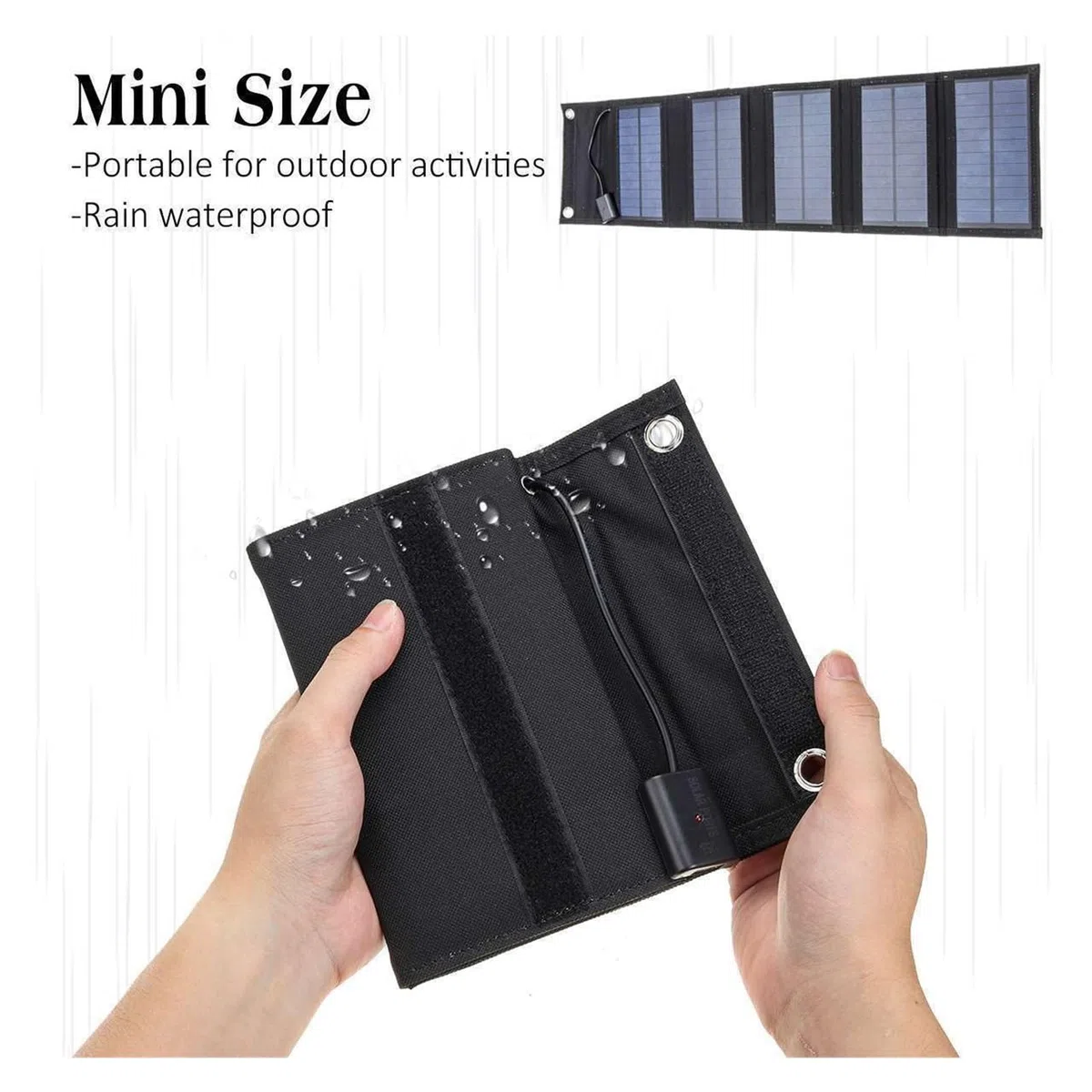 25 W/20 W Panel słoneczny Składana przenośna wodoodporna ładowarka USB do ogniw słonecznych do ładowania na kempingu(BLACK 5 panel 25w)