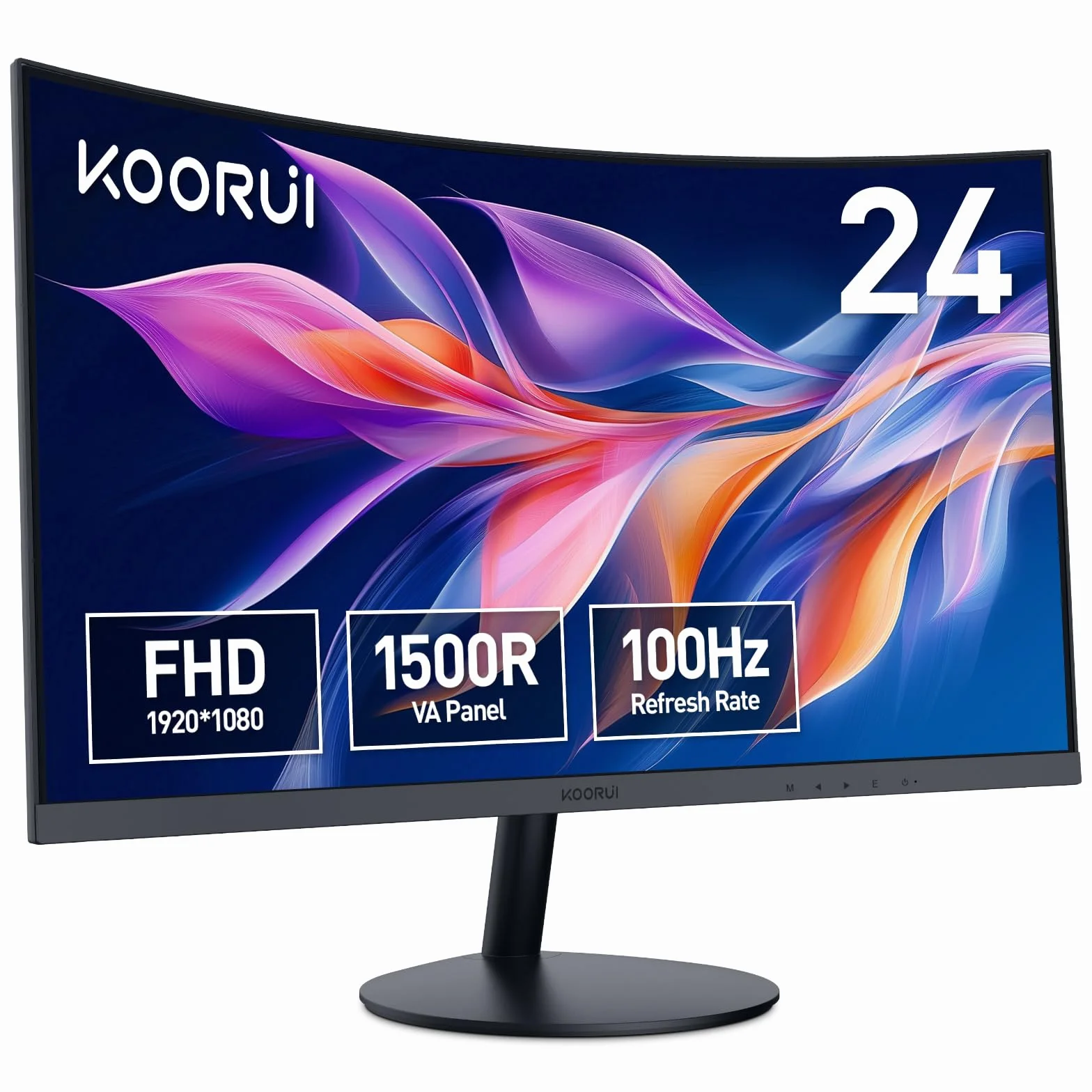 KOORUI 23.6'' Curved Monitor, Full HD, 100Hz, 3ms, 1500R gamingowy (1920x1080, VGA, HDMI, Eye Care, Regulacja Pochylenia) czarny