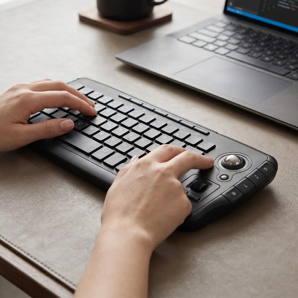 Bewinner Klawiatura z myszką Trackball, Zestaw Klawiatury i Myszy Bezprzewodowej Trackball 2,4 GHz, Mini Klawiatura z Kółkiem Przewijania Myszy do Komputera PC, Android TV Box,