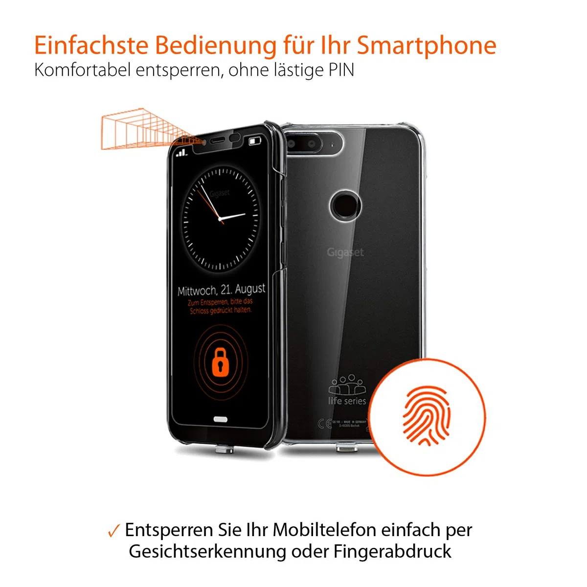 Gigaset GS195LS smartfon dla seniorów Made in Germany z 3 GB RAM bez umowy – z indywidualnym ekranem startowym, funkcją powiadomienia, bardzo dużym wyświetlaczem cyfry i tekstu, kolor tytanowo-szary