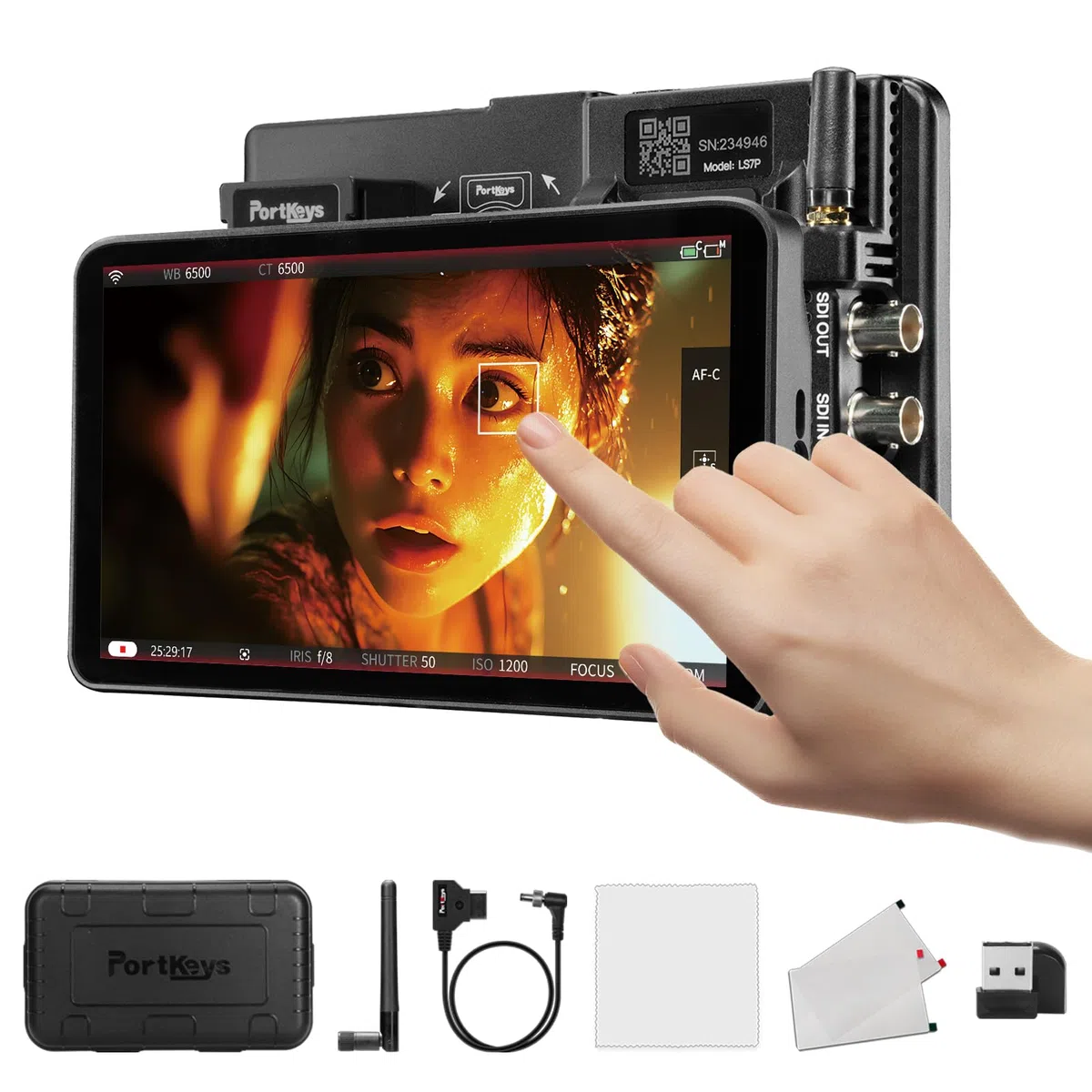 Portkeys LS7P 7" Monitor Kamery SDI/HDMI Bezprzewodowe Sterowanie Kamerą 1000nits Ekran Dotykowy do FX3 FX6 C70 BMPCC 4K/6K Komodo, Touch to Focus 3D LUT SDI Cross-Conversion