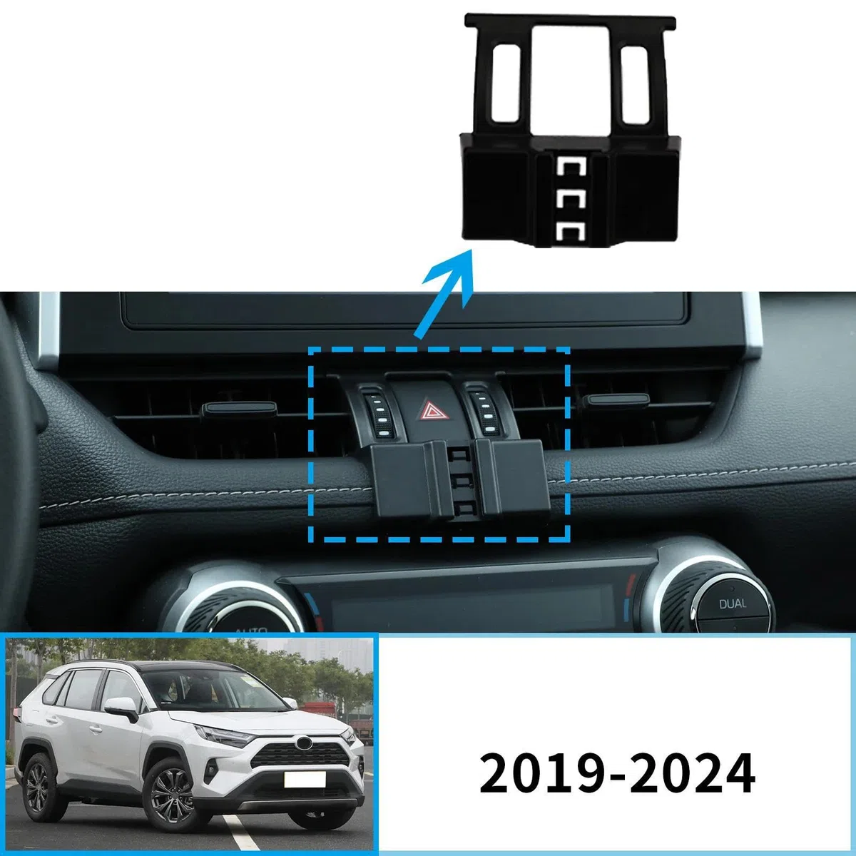Uchwyt Samochodowy na Telefon dla Toyota RAV4 2019-2024, uchwyt samochodowy na telefon komórkowy, stojak na nawigację GPS (ładowanie)