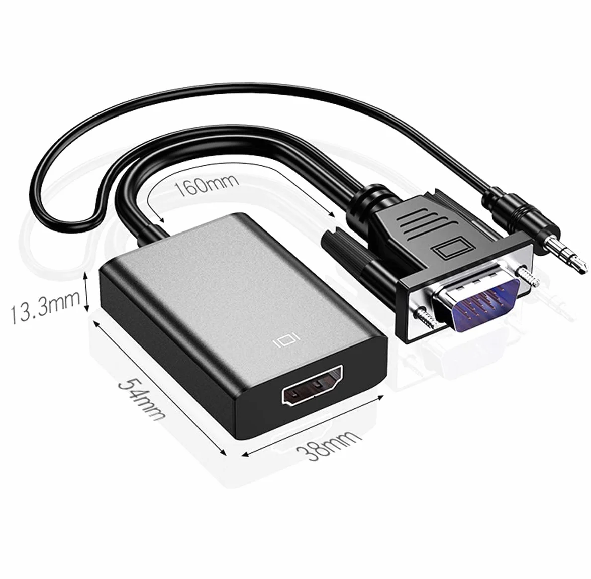Konwerter VGA na HDMI 1080P 60 Hz z kablem audio i zasilaczem