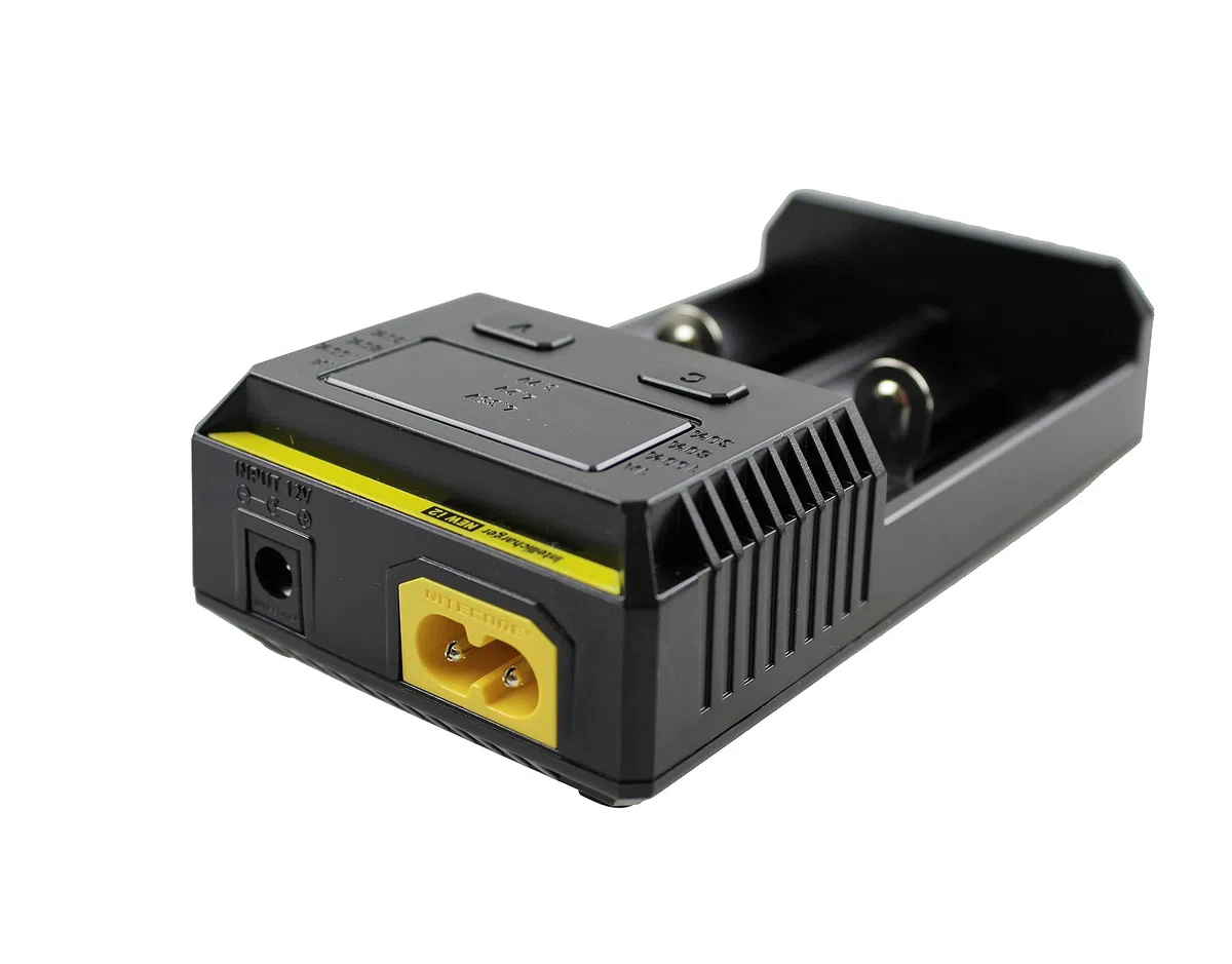 Nitecore NEW i2 ładowarka akumulatorowa, dwupakowa ładowarka do akumulatorów akumulatorowych, stacja ładowania do domu i samochodu, czarna