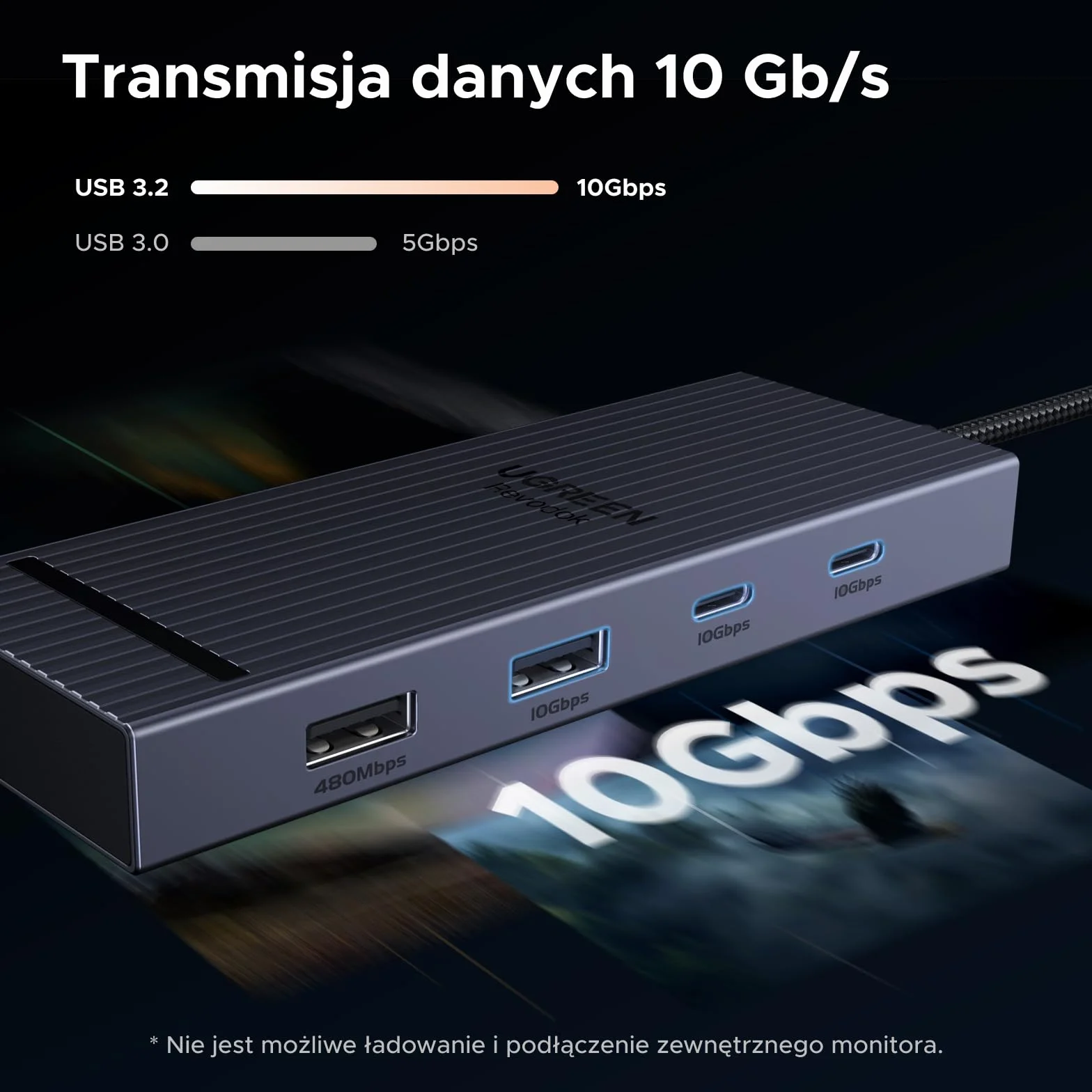 UGREEN Revodok Pro 10Gbps USB C Hub, adapter USB C HDMI 4K@60Hz, stacja dokująca USB-A 3.2, 2xUSB-C 3.2, czytnik kart SD/TF, PD 100W