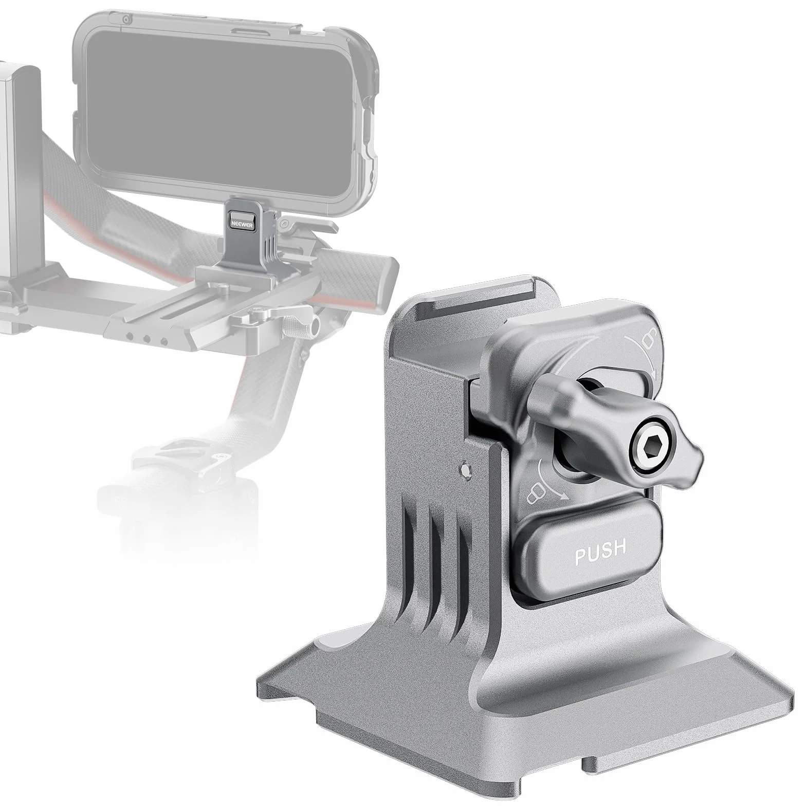 NEEWER Uchwyt na statyw do telefonu z podstawą Arca, gwint 1/10.2 cm, zacisk szybkiego zwalniania, kompatybilny z iPhone 16 Pro Max S25 Ultra, DJI RS4 Mini R4 Pro RS3 Pro RS2