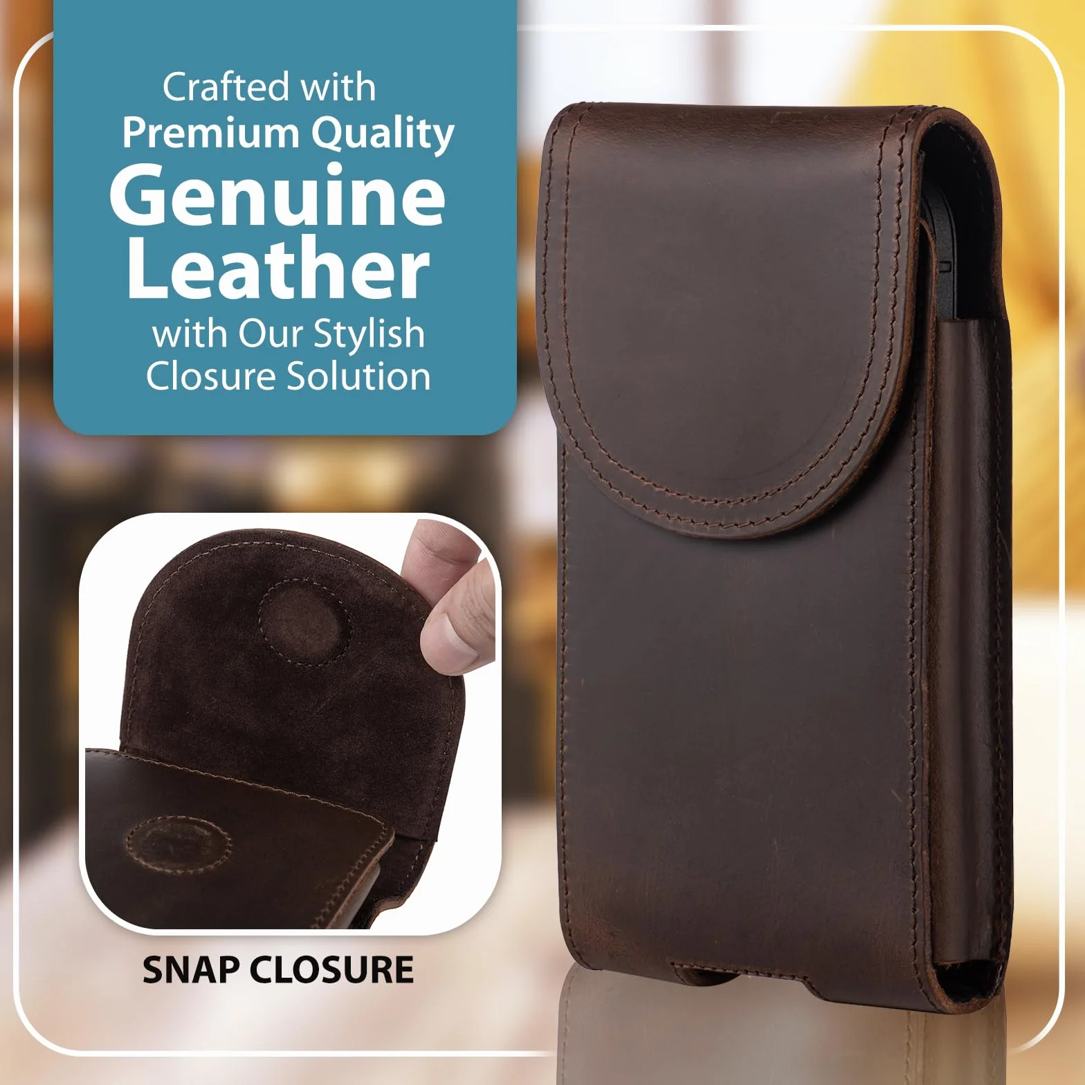 Prawdziwa skóra męska kabura telefon komórkowy pokrowiec na pasek do Samsung Galaxy S25 S24 S23 S22 Ultra S25+ dp iPhone 16 Plus 16ProMax 15 14 13 12Pro Max torba na pasek torba (kawa, Large)