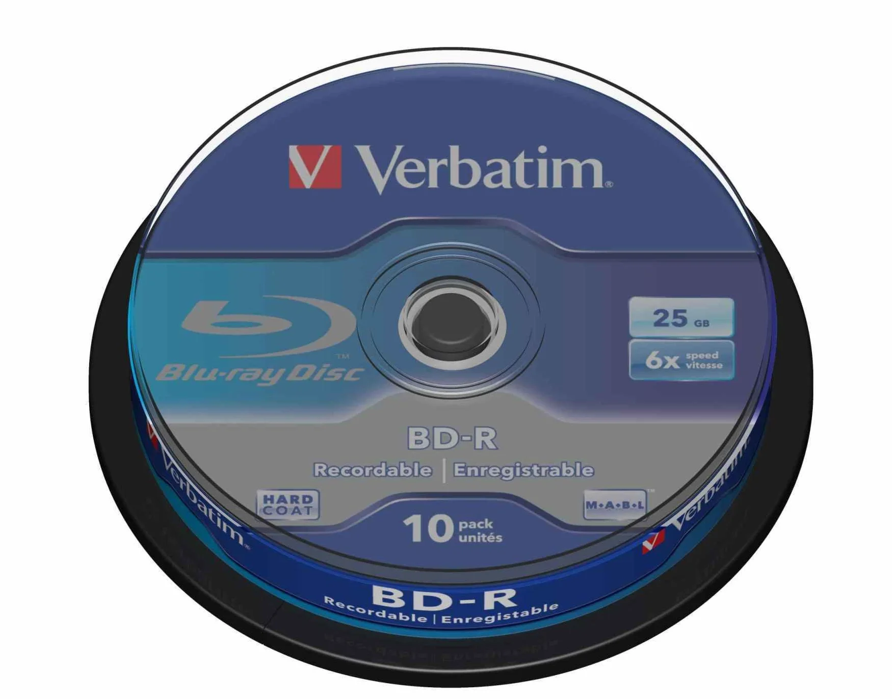 Verbatim BD-R Pojedyncza Warstwa, Płyta Blu-ray 25 GB, 6-Krotna Prędkość Palenia, Ochrona przed Zarysowaniami, 10-Pak Wrzeciona, Niebieski/Biały, 43742