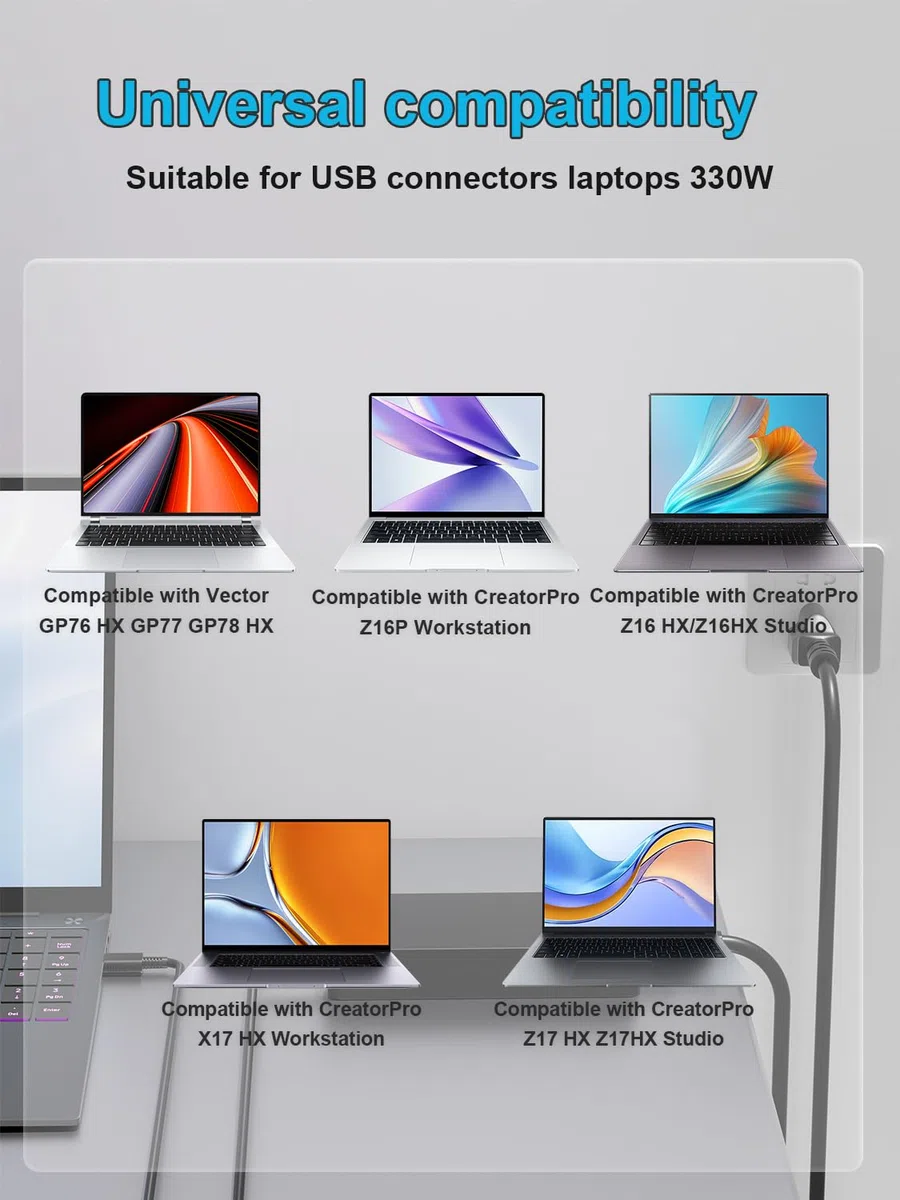 330W 280W 240W Zasilacz Kompatybilny z Msi Raider GE78HX GE77HX GE76 GE68HX GE67HX GE66 Vector GP78HX GP76HX GP77 GP68HX GP66HX GP66 Leopard, Msi GS77 WE76 GT77 Creator Pro Z16 X17 Z17 Laptop