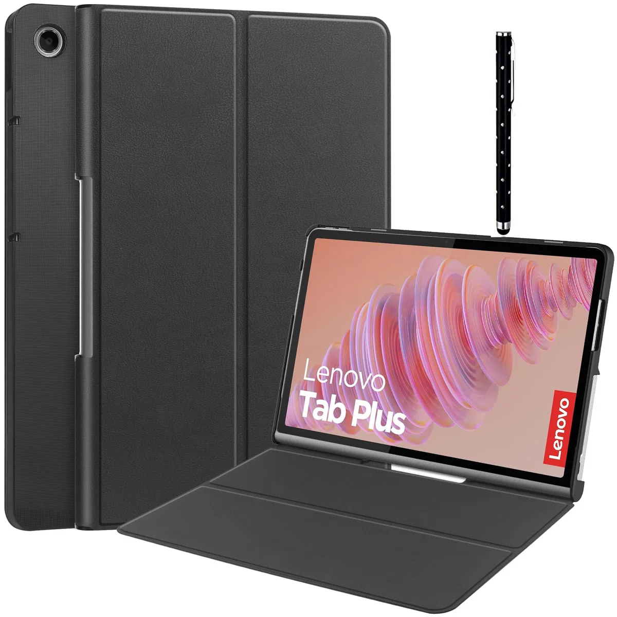 Acelive Etui na tablet Lenovo Tab Plus 11,5 cali 2024, czarny, skóra syntetyczna, regulowana podstawa, ochrona, przenoszenie, oglądanie/pisanie bez użycia rąk