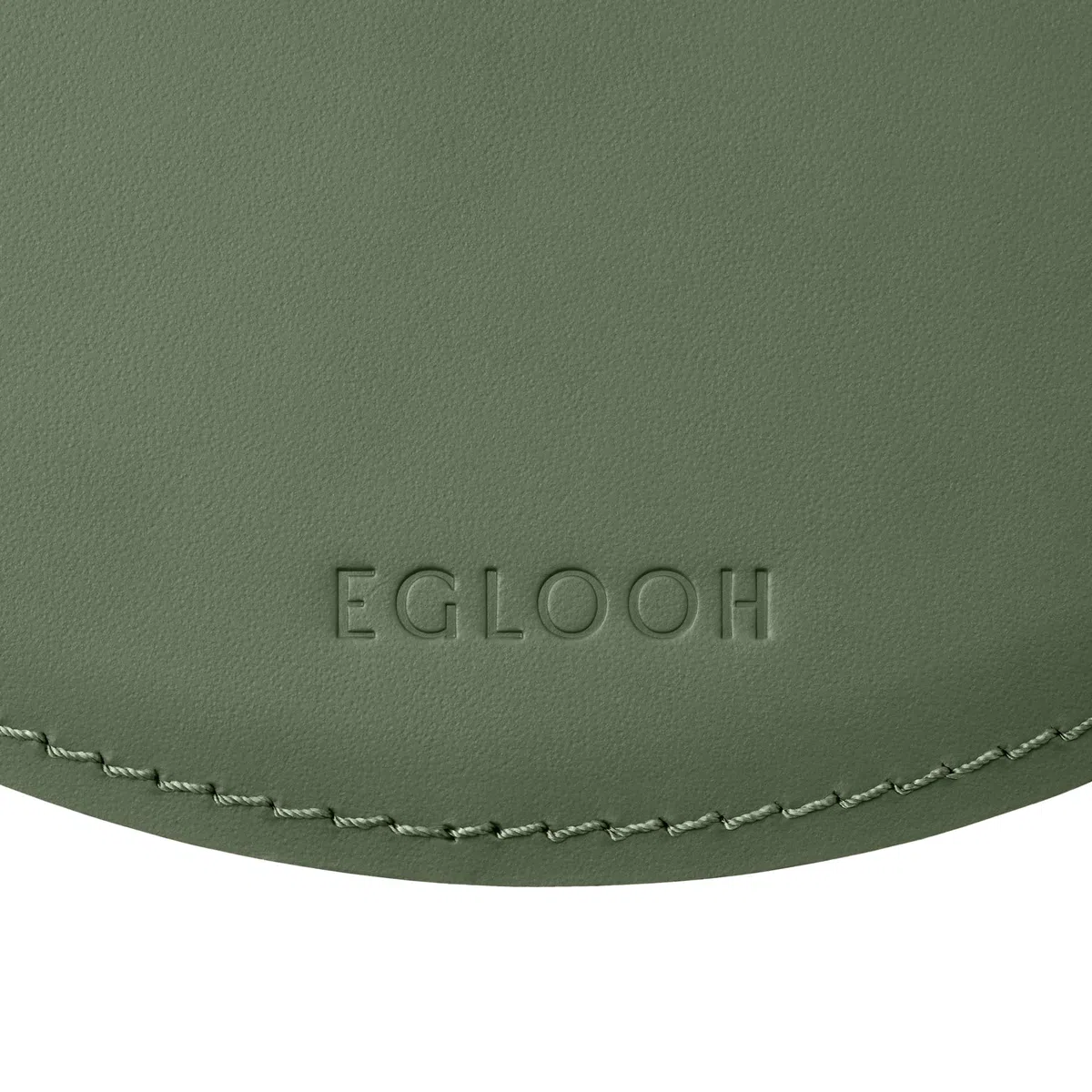 eglooh - Atlante - okrągła podkładka pod mysz z zielonej skóry - cm 23 x 23 cm - Podkładka pod mysz na biurko i biuro z ręcznie wykonanymi szwami i antypoślizgowym spodem - Wyprodukowano we Włoszech