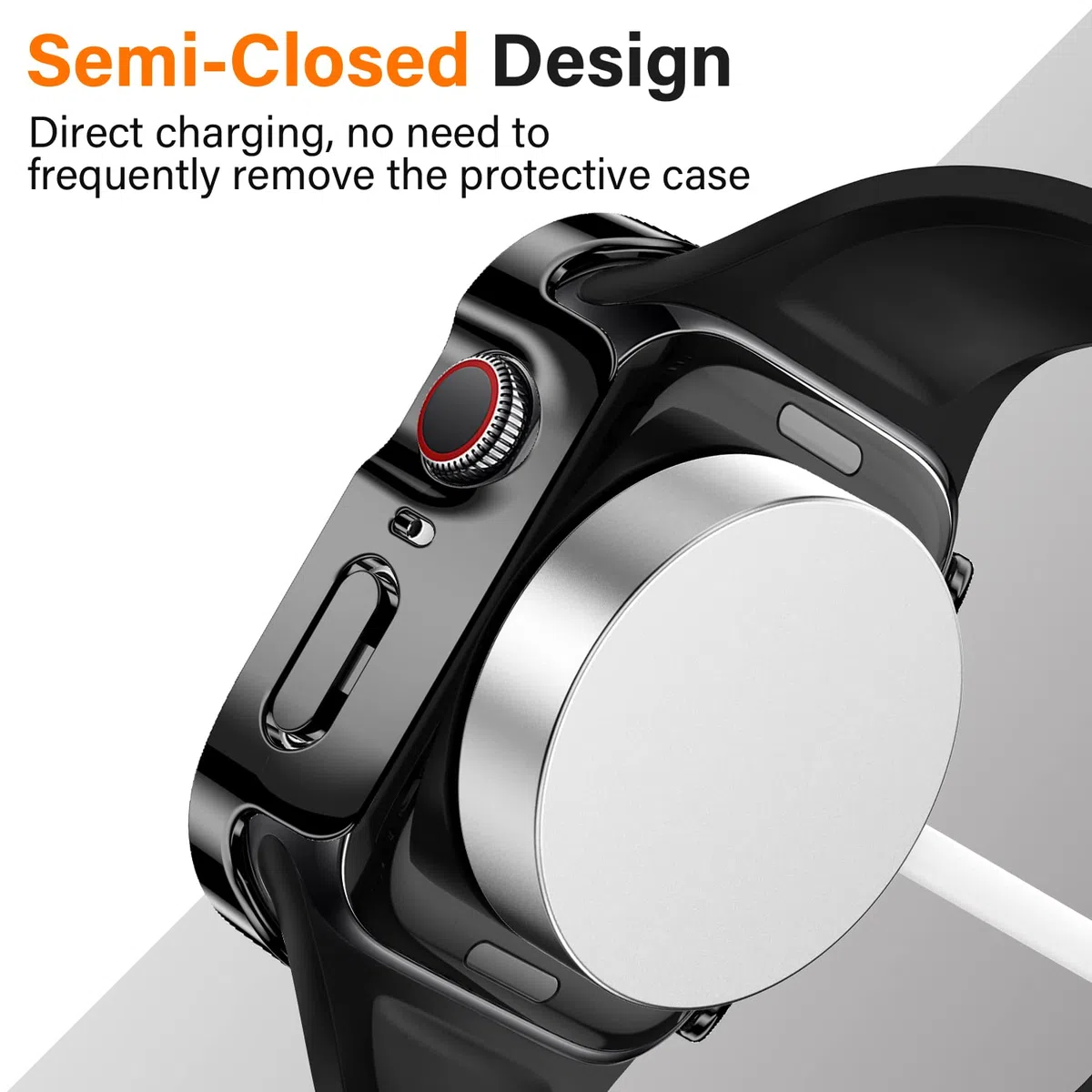 Amizee Etui kompatybilne z Apple Watch Series 8/7, 45 mm, z wbudowanym zabezpieczeniem ekranu, niezwykle cienkie, twarde, z poliwęglanu (PC), prosta krawędź, 2 szt., czarne