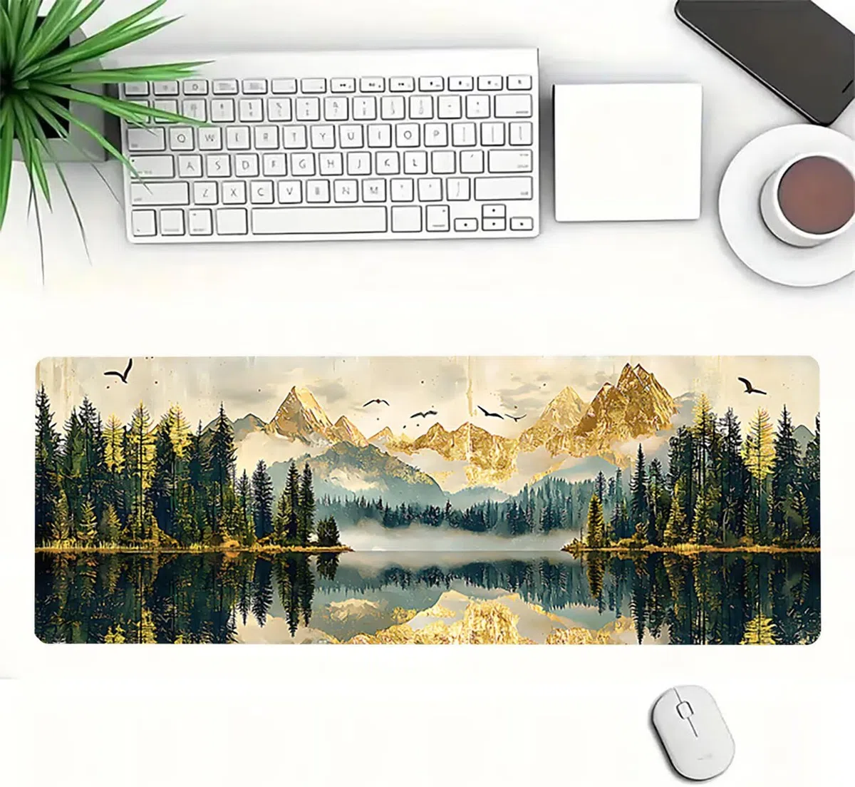 Podkładka pod mysz XXL, góry, duża podkładka pod mysz dla graczy, 1600 x 800 x 3 mm, krajobraz, podkładka pod mysz ze szwami na krawędziach, ponadwymiarowa, antypoślizgowa gumowa podkładka, idealna
