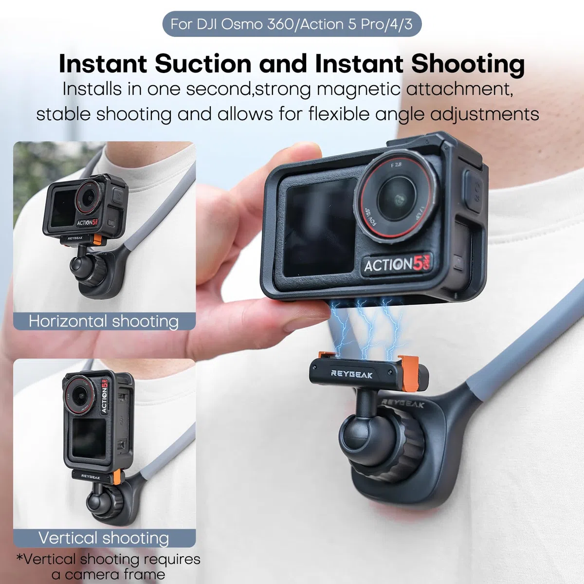 REYGEAK dla DJI Osmo Action wiszący uchwyt na szyję
