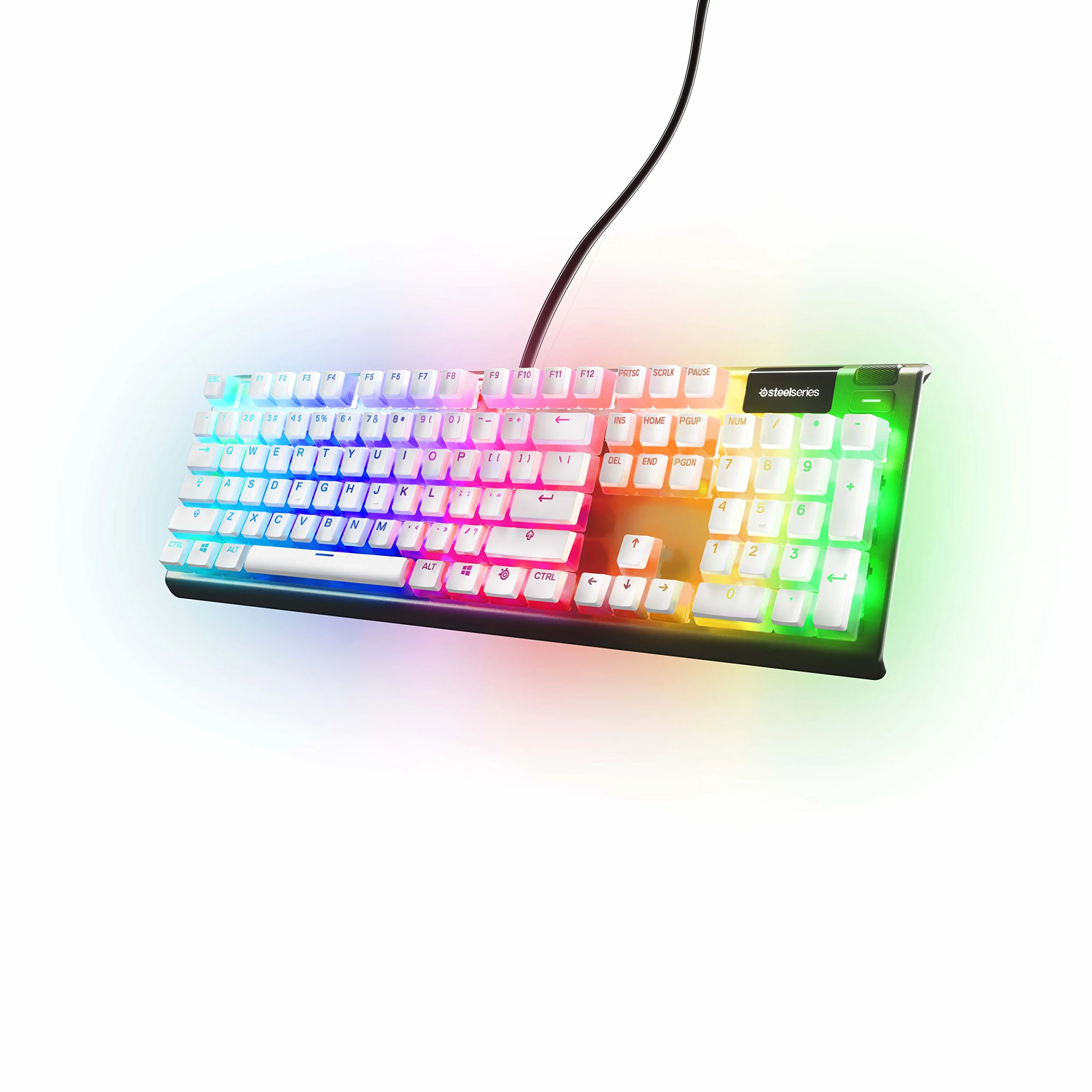 SteelSeries 60380 PrismCaps, Zestaw dwustronnych przycisków o wyglądzie"Pudding", kompatybilne ze wszystkimi popularnymi klawiaturami mechanicznymi, popychacz MX, Biały (niemiecki układ klawiatury)