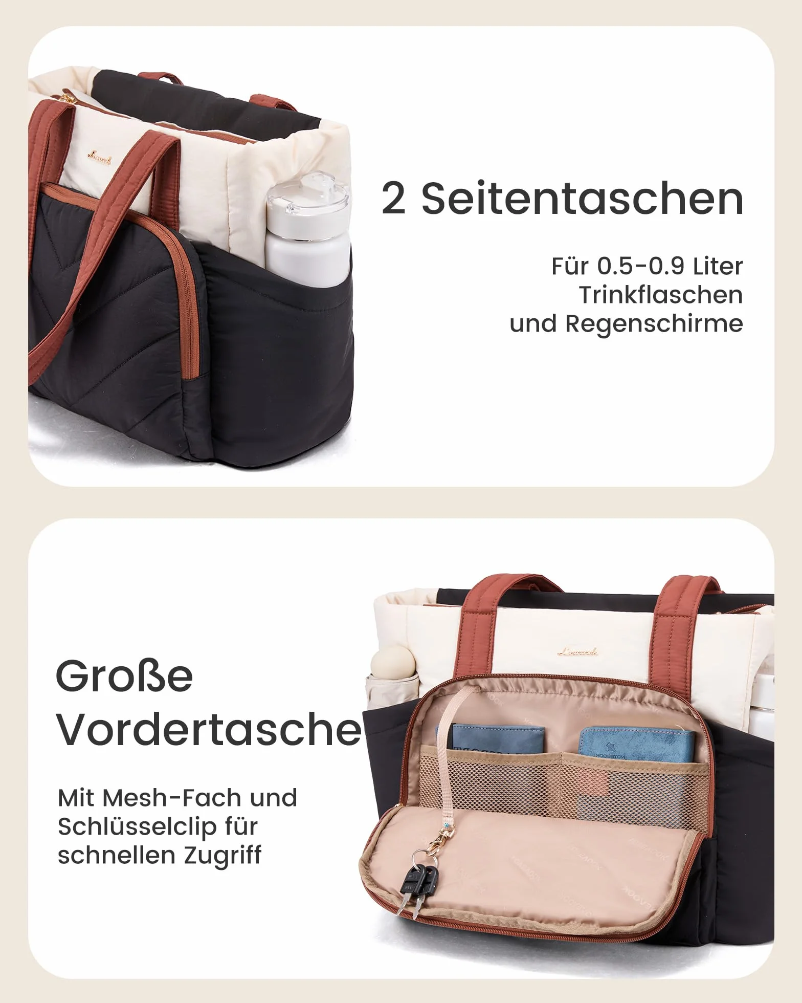 LOVEVOOK Torba na zakupy, duża, lekka, buforowa, torba robocza, torba na laptopa 15,6", torba nauczycielska, aktówka, torebka podręczna dla kobiet, na uczelnię, do szkoły, biura