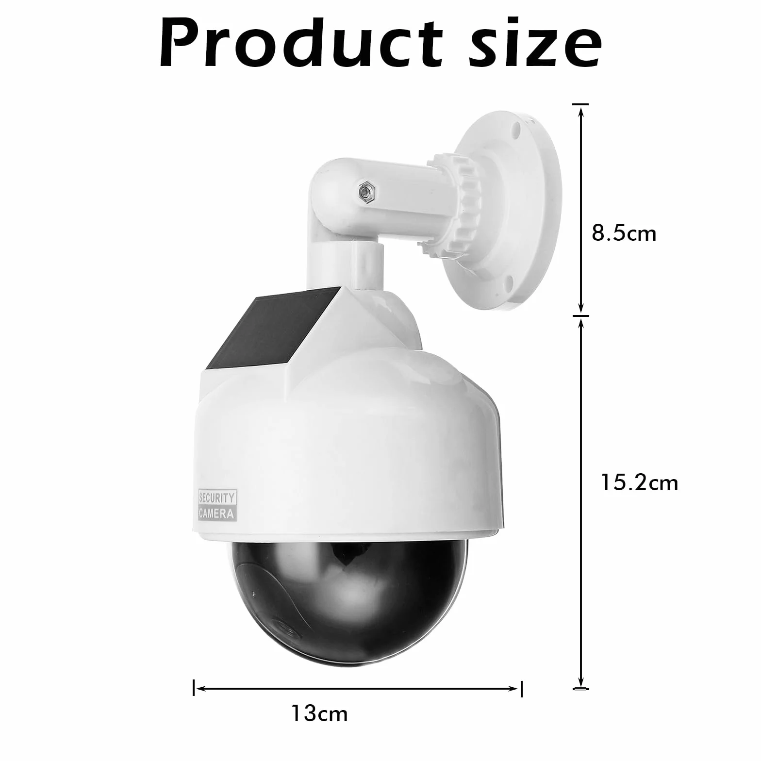 Dummy Speed Dome z energią słoneczną: sztuczna atrapa kamery monitoringowej z czerwoną migającą diodą LED, wodoszczelna, zasilana energią słoneczną, do użytku wewnątrz i na zewnątrz