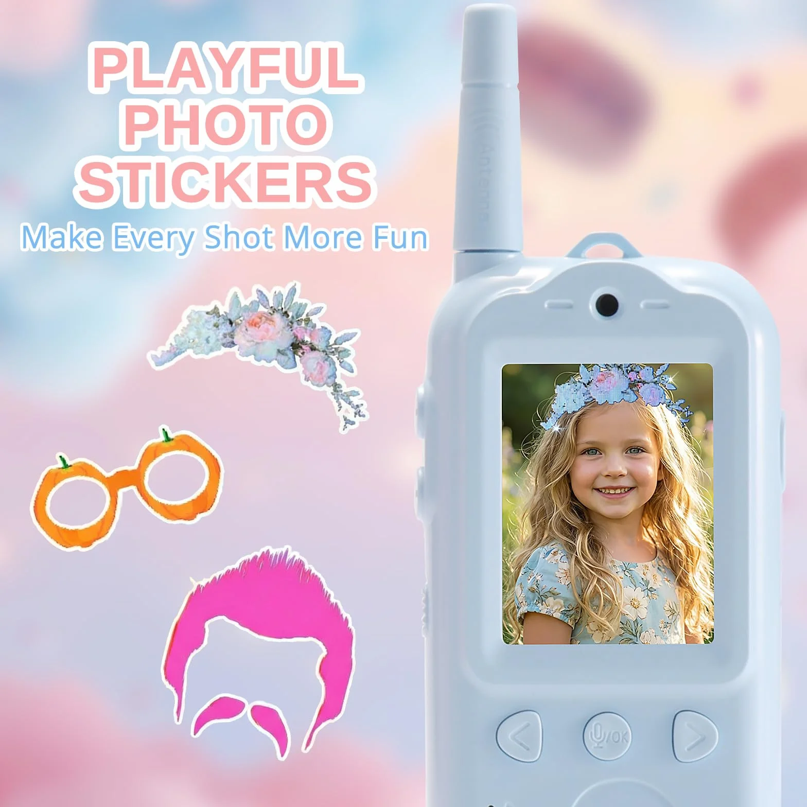Radioddity KiddoTalk V1 Walkie Talkie dla dzieci, akumulatorowy interkom radiowy, 2 sztuki
