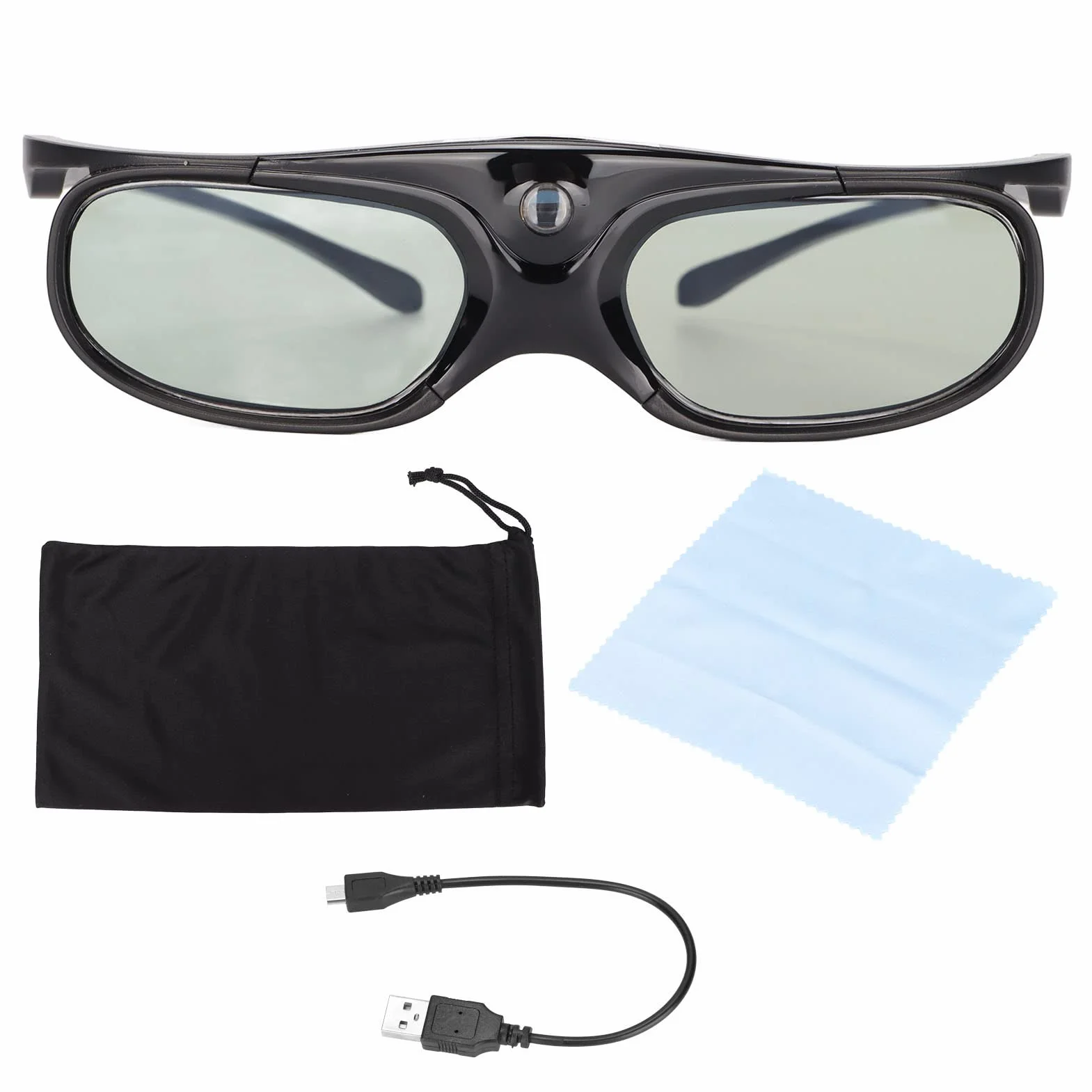 T opiky DLP okulary 3D, 1080p, 144 Hz, możliwość ponownego ładowania, DLP-Link 3D, z szerokim kątem widzenia 178°, okulary 3D z migawką 3D (czarne)