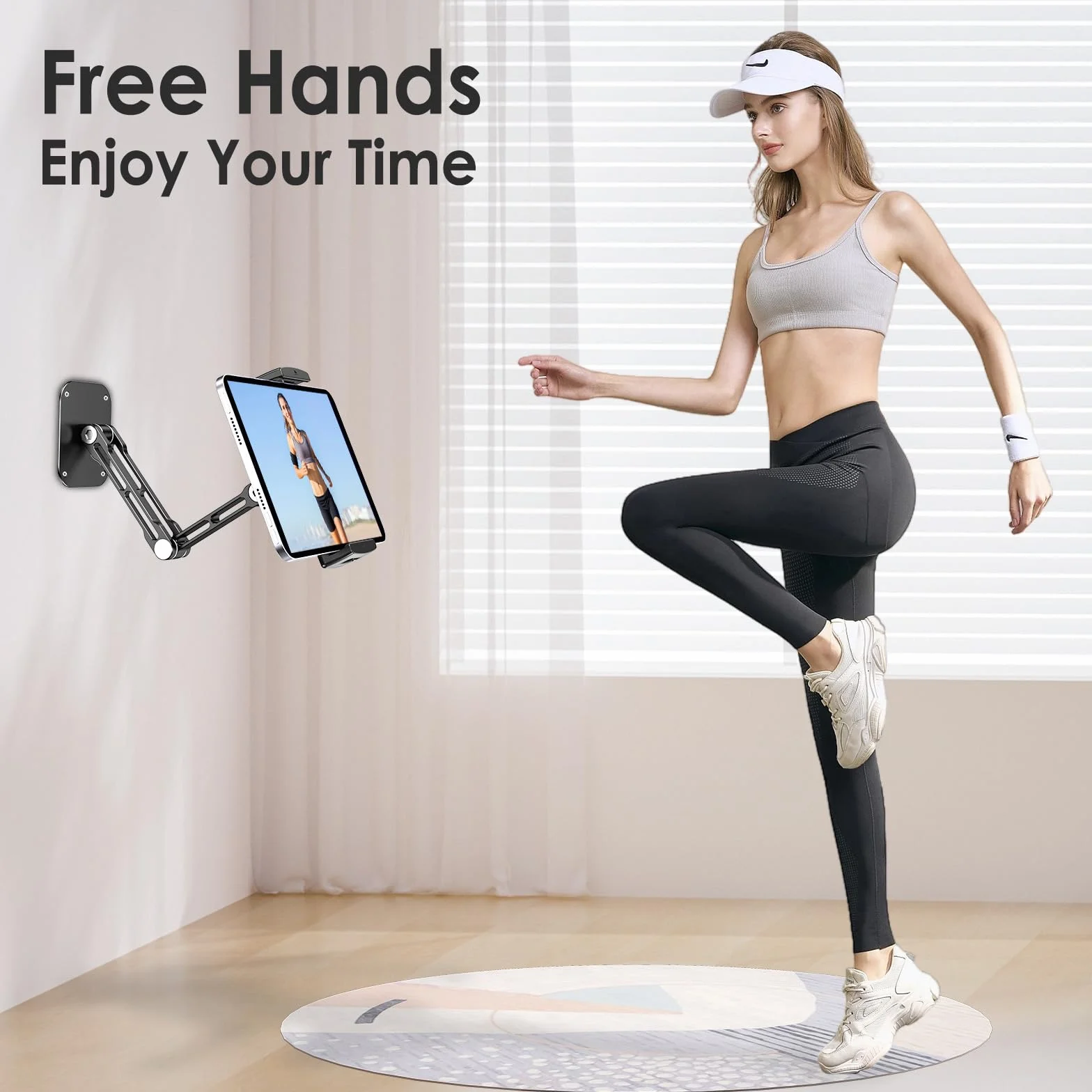 Uchwyt ścienny na tablet, aluminiowy wysuwany uchwyt ścienny, z obrotową podstawą o 360°, regulowany i składany, do iPad Pro Air Mini, Samsung Galaxy Tab, wszystkich telefonów i tabletów o