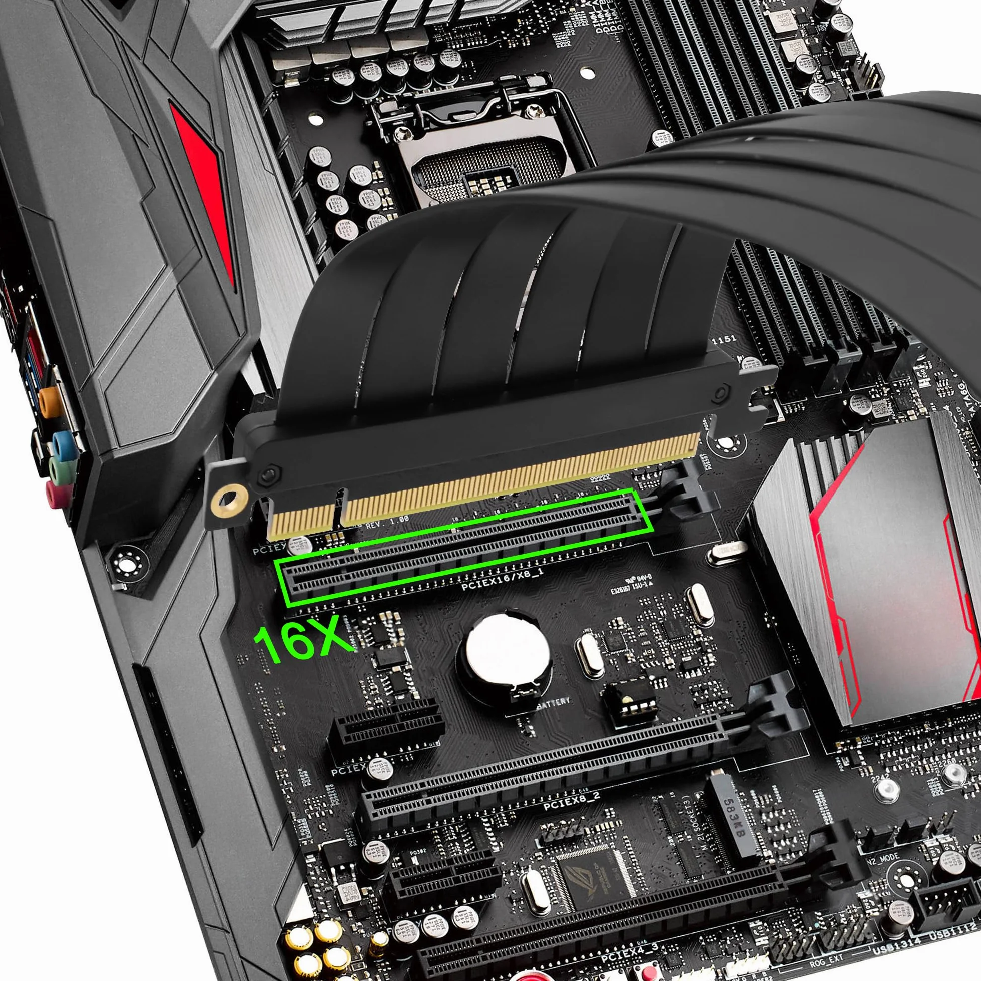 XMSJSIY PCI-E 3.0 16x Riser Kabel Przedłużacz karty ekranowej ekranizowana karta wysokoprędkowa montaż pionowy PCIe 3.0 16x złącze do gniazda pod kątem 90 stopni karta graficzna Wsparcie RTX3060