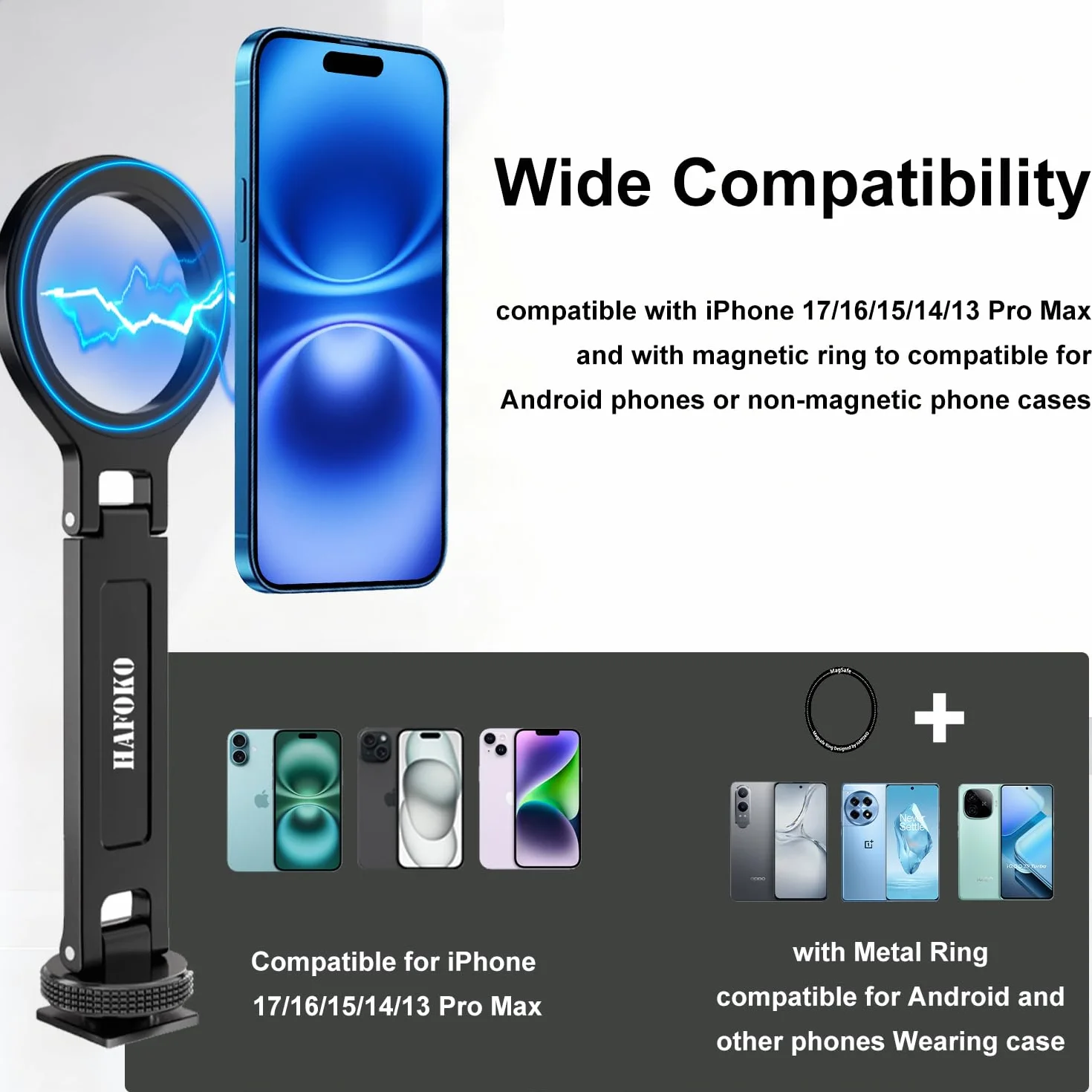 Magnetyczny Zimny But Uchwyt na Telefon, Aluminiowy Gorący But Uchwyt Statywu do Kamera Kompatybilny z iPhone 17-13 Pro Max, Magnetyczny Kamera Adapter z 1/4" Śrubą do DSLR Fotografia Statywowa