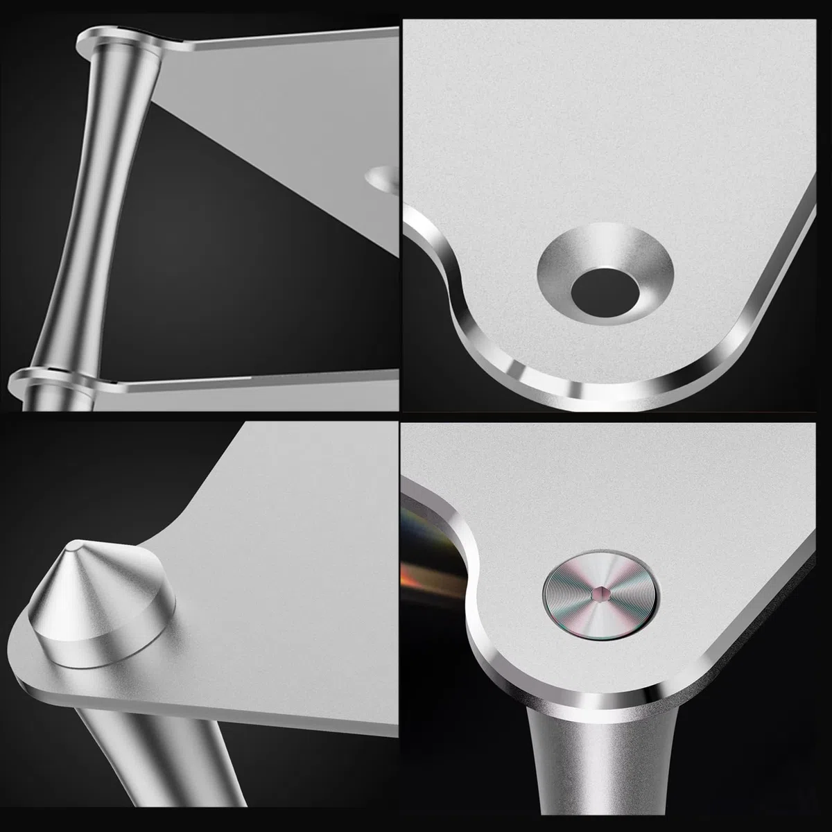 Mini stojak na komponenty audio, 3-poziomowy stojak na wzmacniacz, stojak na biurko ze stopu aluminium, z wentylowanymi otworami, do sprzętu audio HiFi, wzmacniacz Dac, srebrny