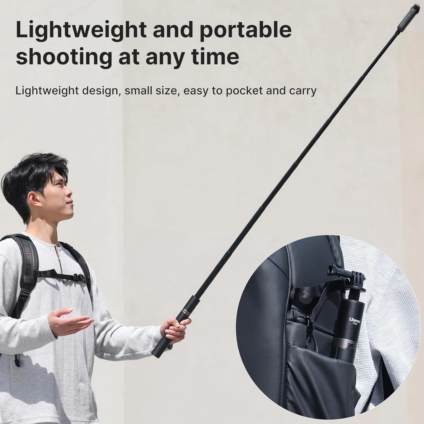 Statyw do selfie ULANZI 150 cm do Insta360 GO 3/X3/X4/X5, TT52 Monopod do kamery akcji Monopod kompatybilny z DJI Pocket 3 4