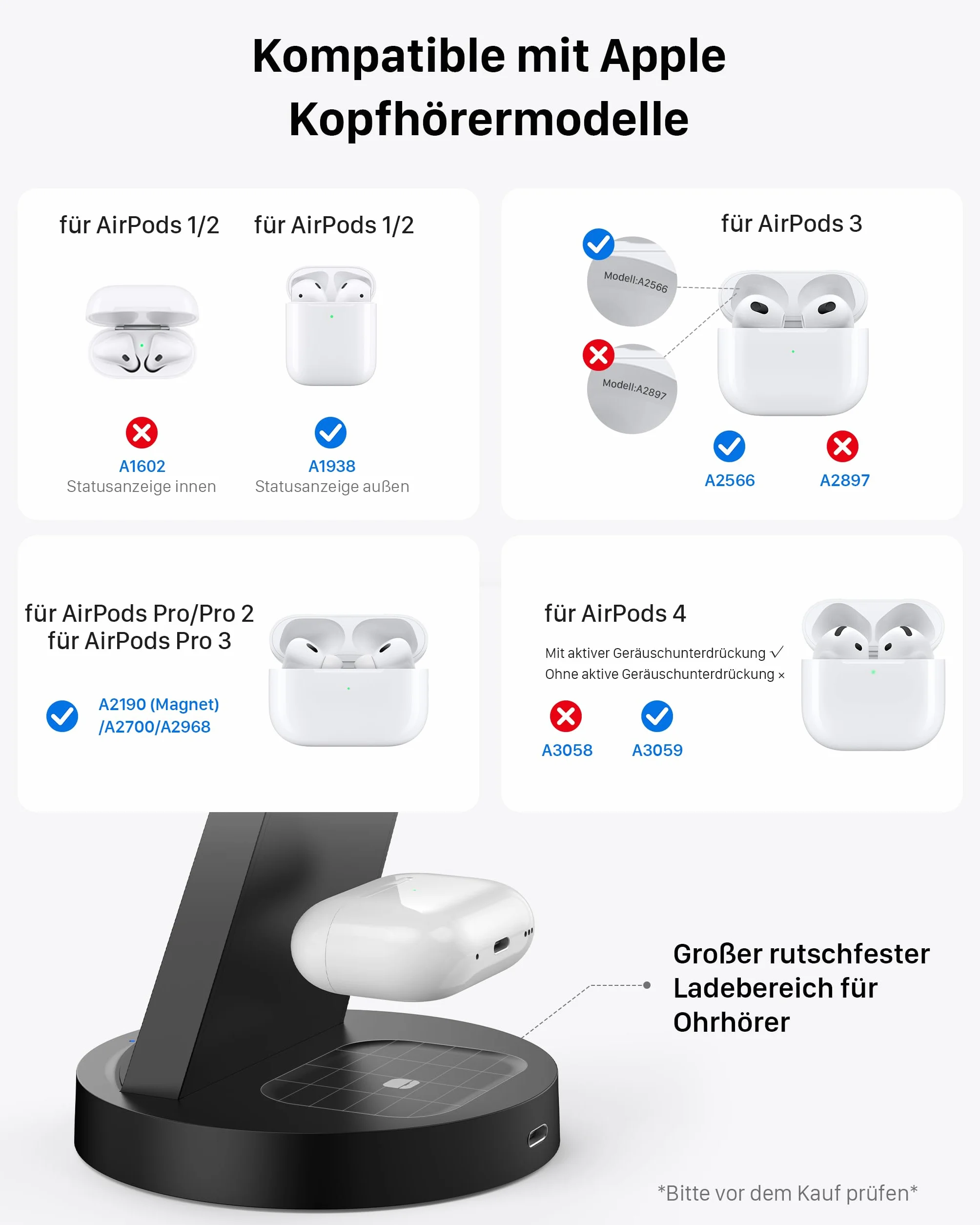 Bezprzewodowa ładowarka Stacja ładująca kompatybilna z Phone 17 Air 16e 16 15 14 13 12 11 X Pro Max & Ładowarki indukcyjne iWatch 11-2 z Pods 4 3 2 Pro z 18W Fast adapterem (Czarny)