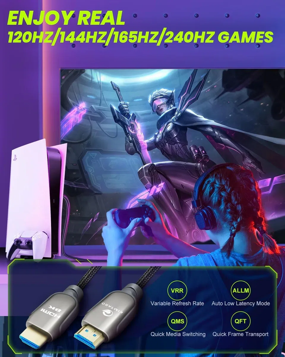Kabel HDMI 2.1, 4,6 m, 48 Gb/s, kabel HDMI o ultra wysokiej prędkości, 4K HD 120 Hz 144 Hz, 2K, 240 Hz, kabel HDMI, eARC HDCP 2.2 i 2.3 HDR 10+, Dolby, kompatybilny z PS5/Xbox Series x/Apple