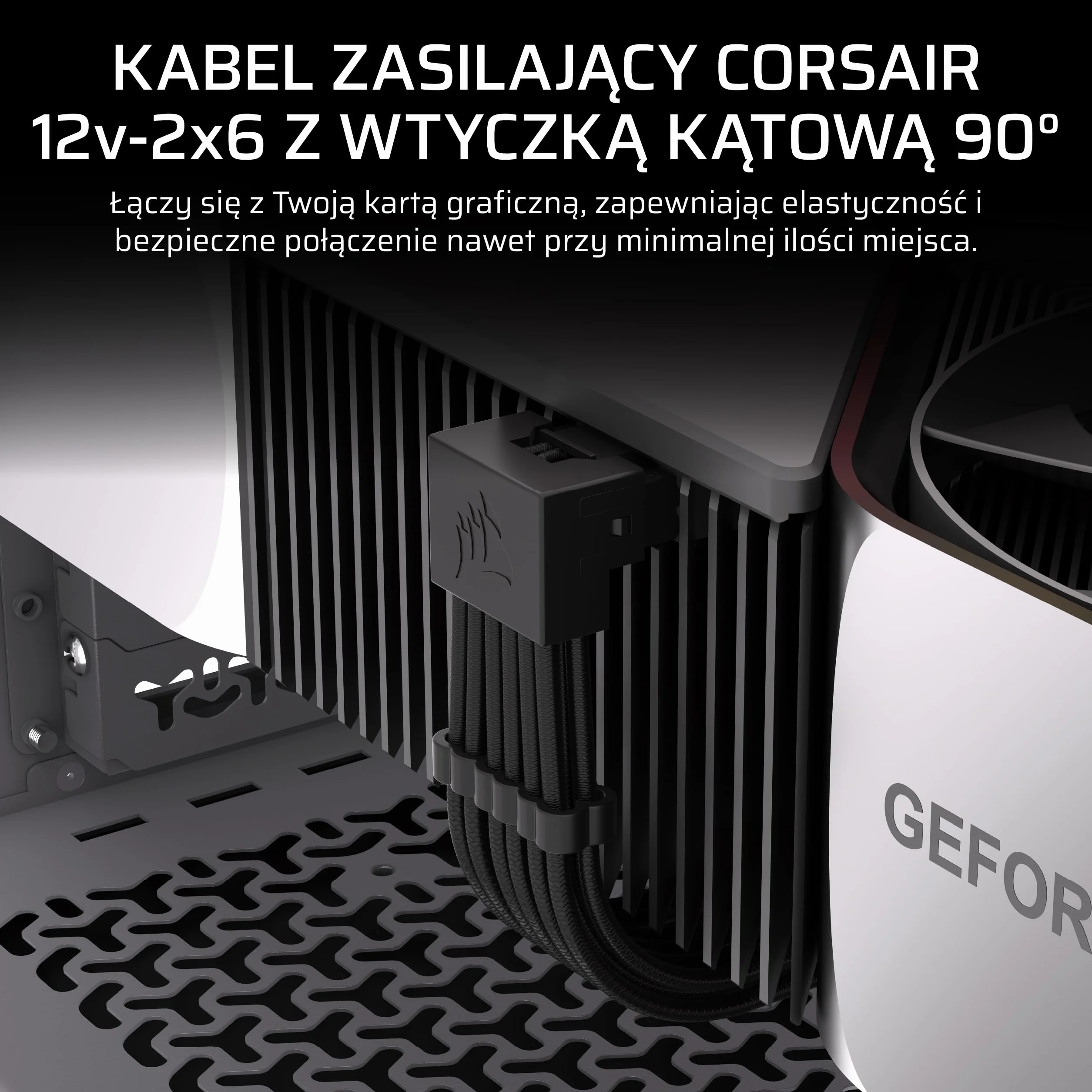 CORSAIR 90° 12V-2x6 Przewód Zasilający do Karty Graficznej – Dla Kart Graficznych NVIDIA GeForce RTX, Łatwe Podłączanie, Ultra-Elastyczne, Ochrona Termiczna – Styl B