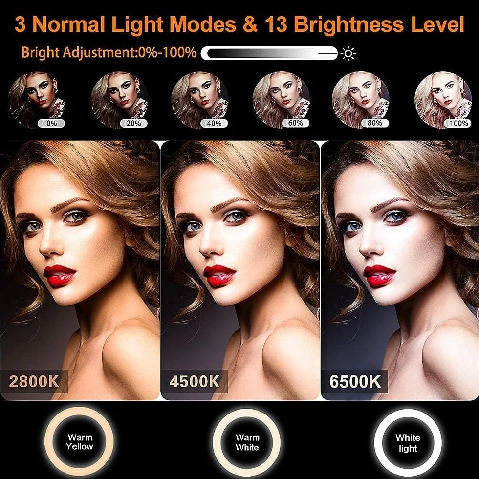 11.5'' Światło pierścieniowe ze stojakiem na statyw, uchwyt na telefon, GerTong LED Professional Selfie Circle Ringlight, podłogowa/biurko USB Halo Lampa z pilotem do makijażu YouTube