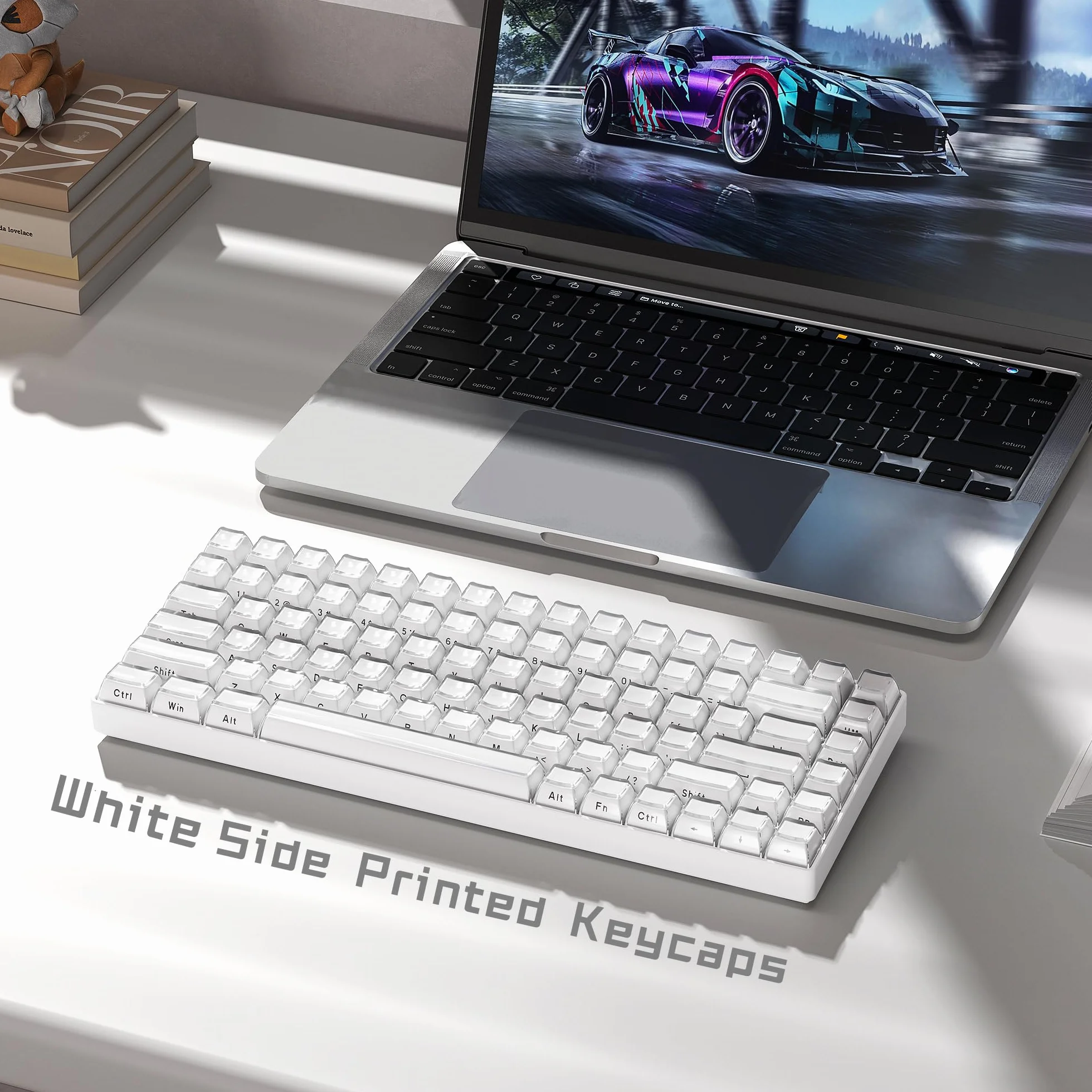 Womier Crystal Jelly 60, 65, 75, 100%, klawisze do klawiatury mechanicznej, nadruk boczny, urocze klawisze profilu OEM, Cherry Gateron MX 113%, biały