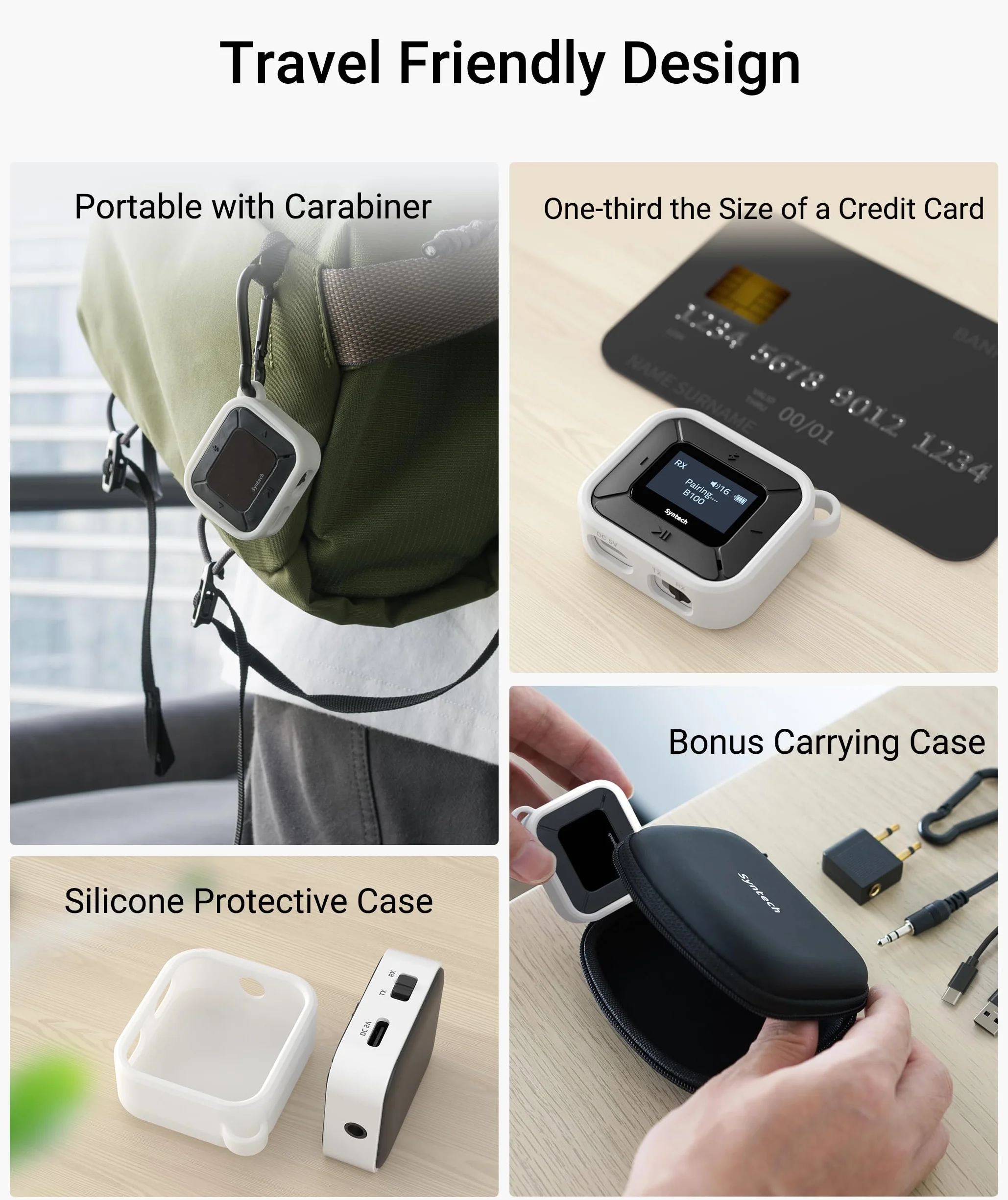 Syntech Samolotowy nadajnik-odbiornik Bluetooth z podwójnym adapterem AUX 3,5 mm, wyświetlaczem LED Adapter Dual Link Bluetooth 5.3 do AirPods bezprzewodowych słuchawek samochodowych