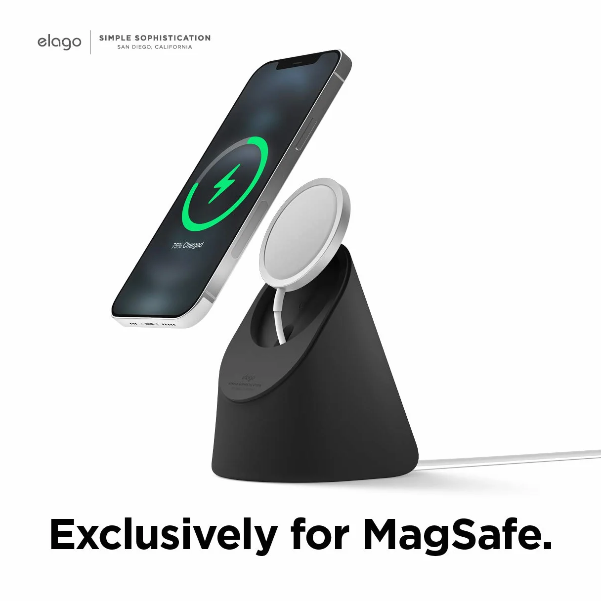 elago MS1 Stojak do ładowania kompatybilny z ładowarką MagSafe, silikonowy, klasy premium, do iPhone’a 17, 16, 15, 14, 13, 12, ładowarka nie jest dołączona