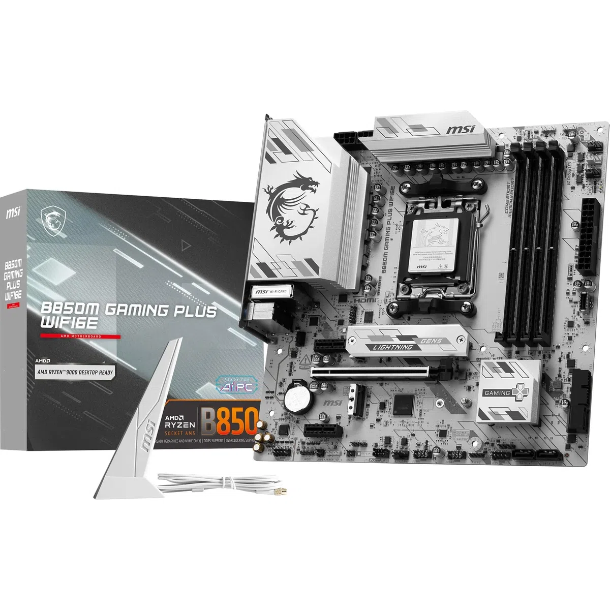 MSI Płyta główna B850M GAMING PLUS WIFI6E, mATX - Obsługuje procesory AMD Ryzen 9000/8000/7000, AM5 - DDR5 Memory Boost 8200+ MT/s (OC), PCIe 4.0 x16, M.2 Gen 5, Wi-Fi 6E, 2.5G LAN