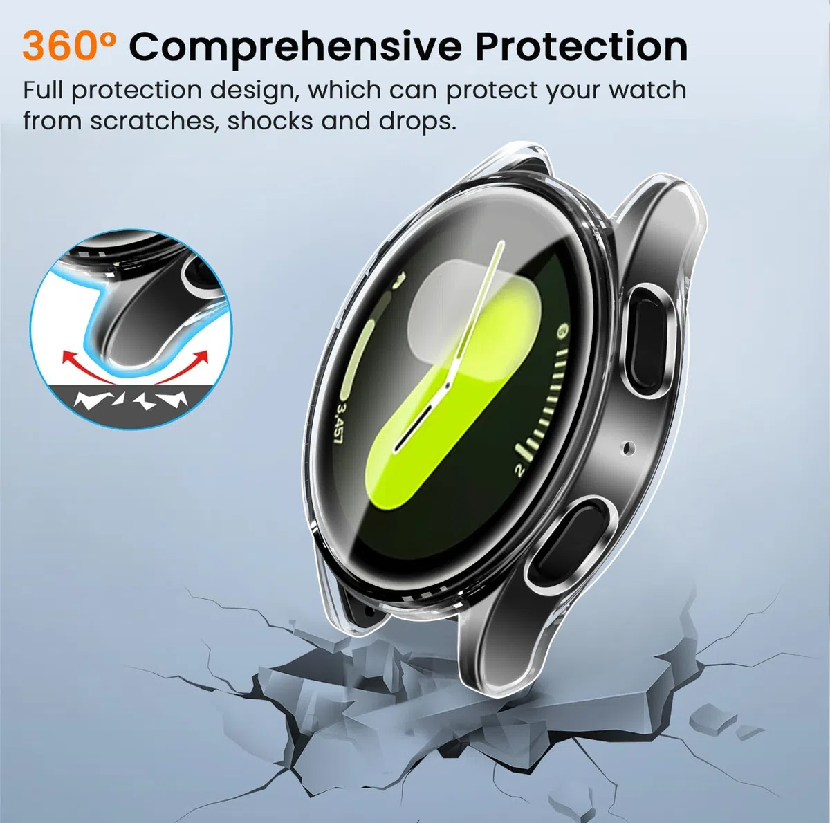 ivoler 3 sztuki etui z folią ochronną do Samsung Galaxy Watch 7 40 mm, pełne pokrycie, odporne na uderzenia i zarysowania, ultracienkie, miękkie etui ochronne z termoplastycznego poliuretanu (TPU), 2