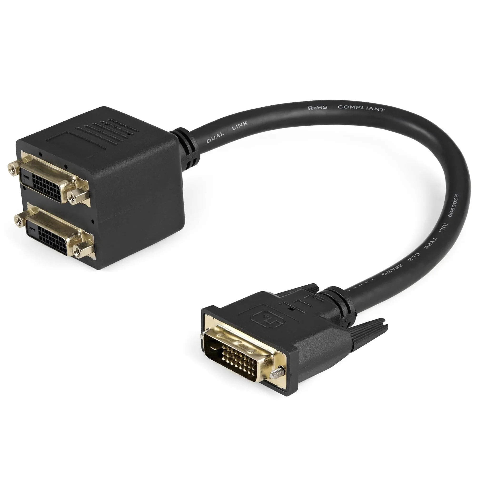 StarTech.com Kabel rozdzielający DVI 0,3 m - M/F - DVI-D na 2 x DVI-D podwójny rozdzielacz wideo do monitora komputerowego z podzielonym ekranem (DVISPL1DD)