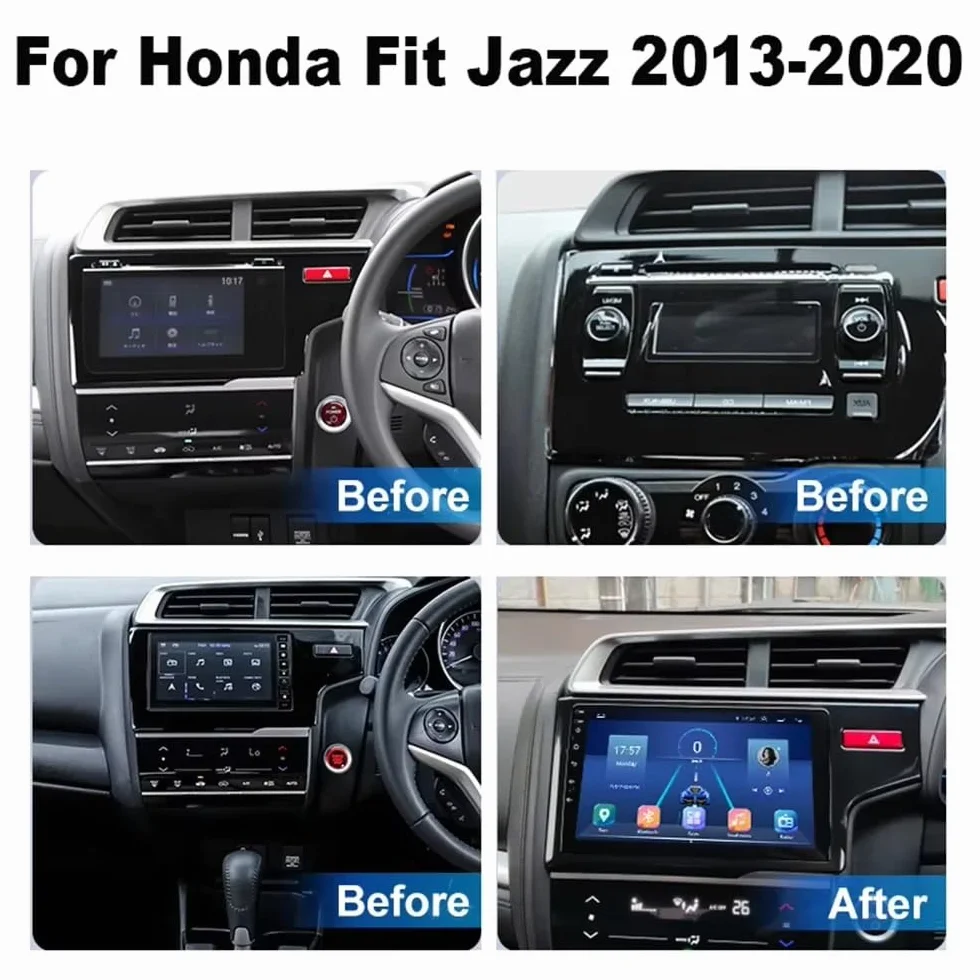 Radio Samochodowe dla Honda Jazz 3 2015-2020 Fit 3 GP GK 2013-2020 Przenośny OdtwarzaczDotykowym Hd, Bluetooth, Wi-Fi, Radiem, Wideo I Muzyką; Mirror Link, 4 Rdzeń 4G+64G