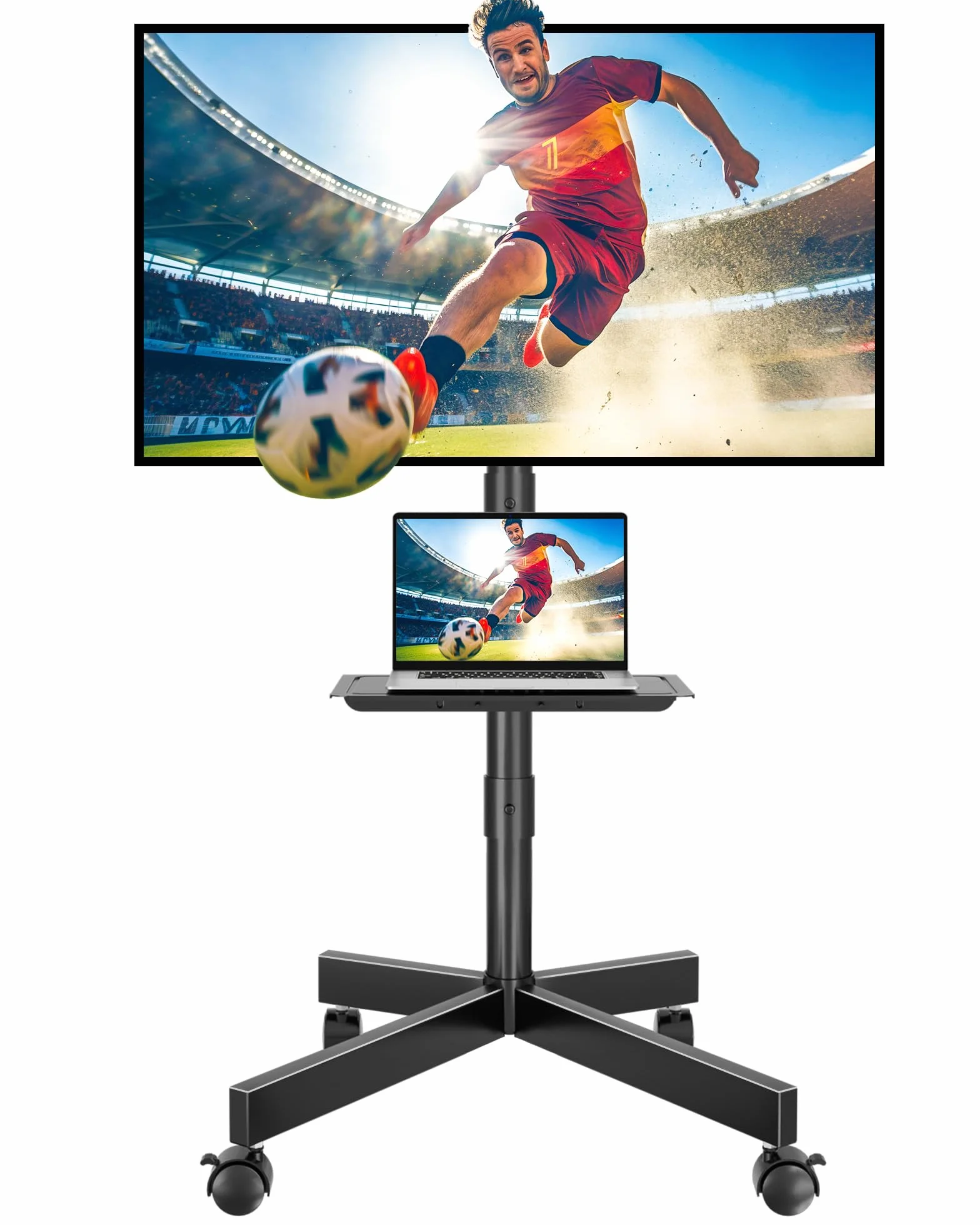 BONTEC Mobilny Stojak na Telewizor na Kółkach 23-60 cali, Regulowany, VESA 400x400 mm, Nośność 25 kg